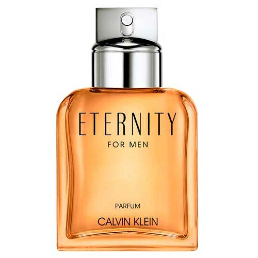 Calvin Klein Eternity for Men Parfum Flakon mit silbernem Zerstäuber.