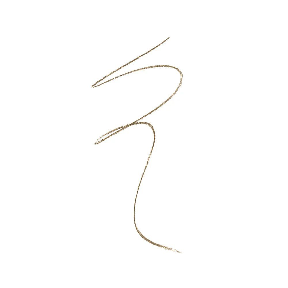 Strich einer Augenbrauenstift. Farbe: Blond. Der Strich ist geschwungen.
