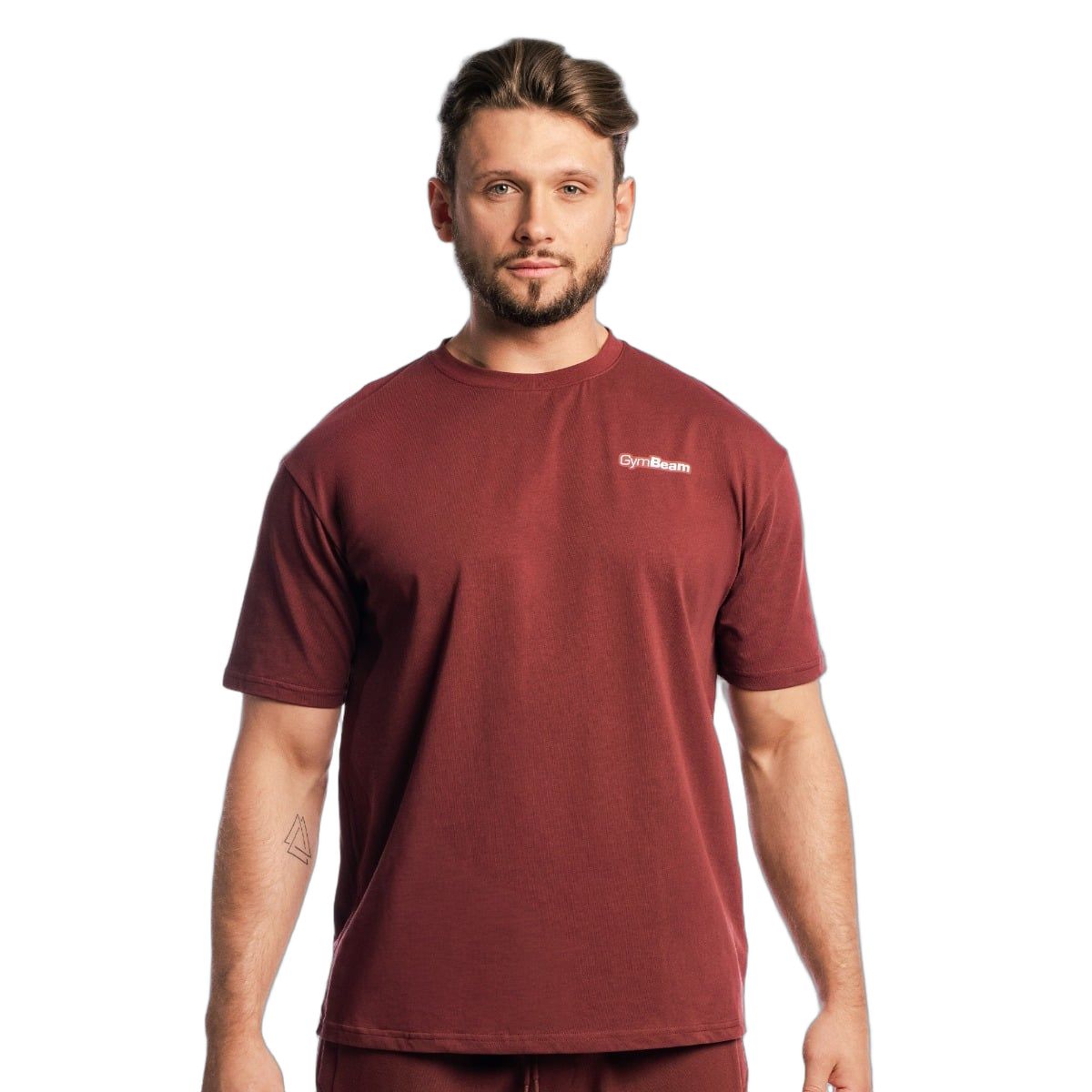 GymBeam T-Shirt Herren Oversized Kurzarm aus Baumwolle Modell Cherrywood