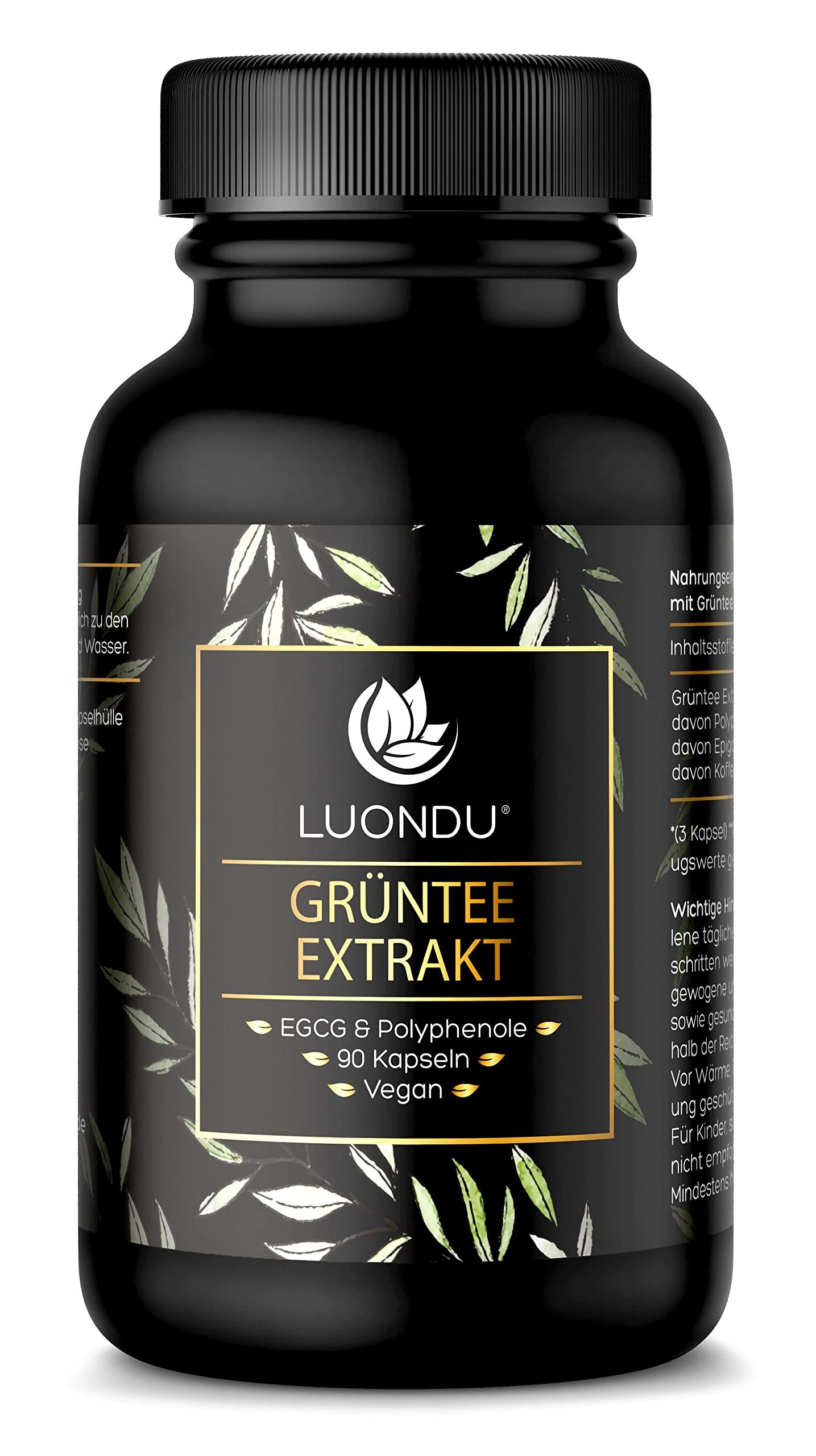 Luondu Grüntee Extrakt Kapseln Hochdosiert - 90 Kapseln - 30 Tage Vorrat