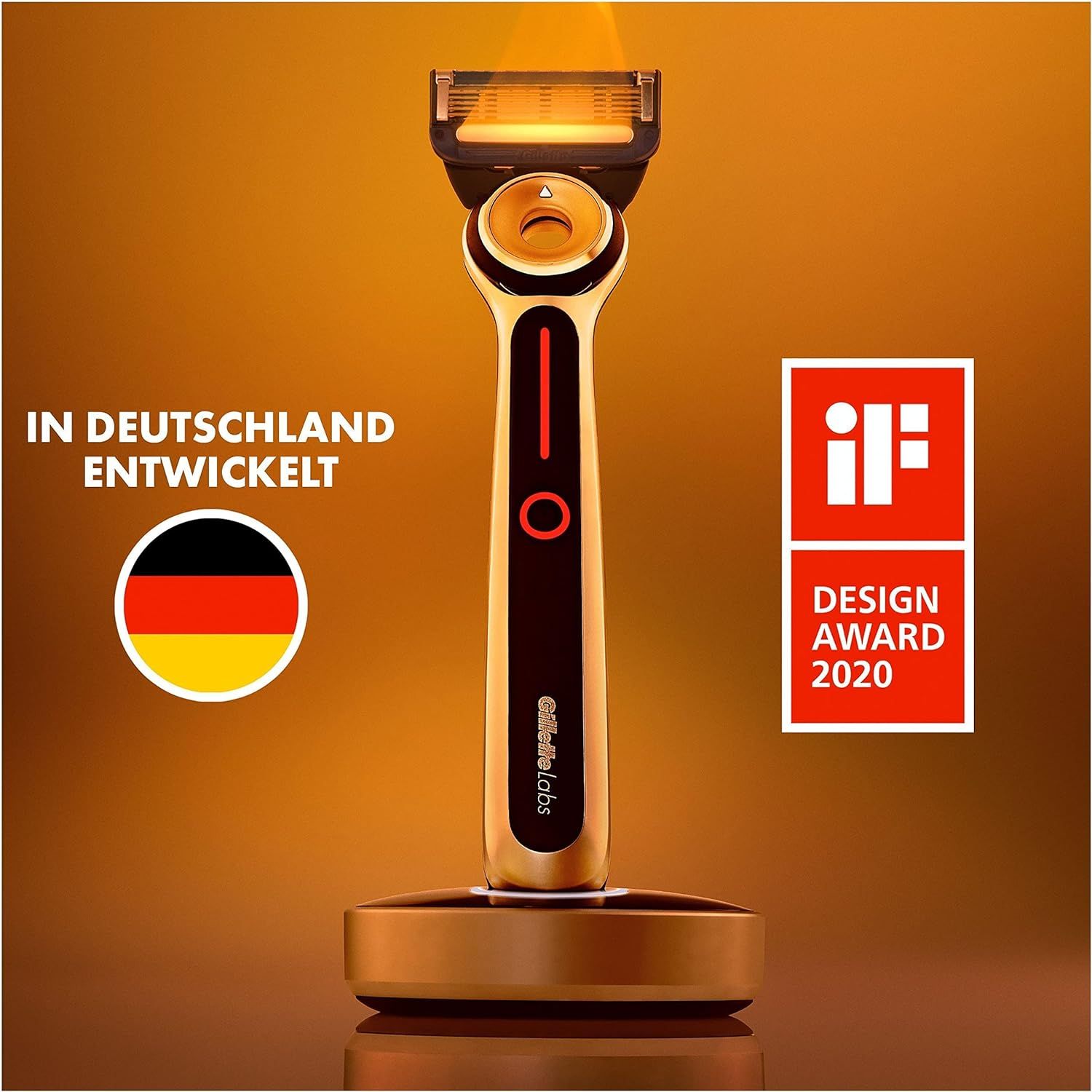 Gillette Labs Heated Nassrasierer, Rasierer mit Reinigungs-Element, 1 Griff 2 Klingen, Geschenk für