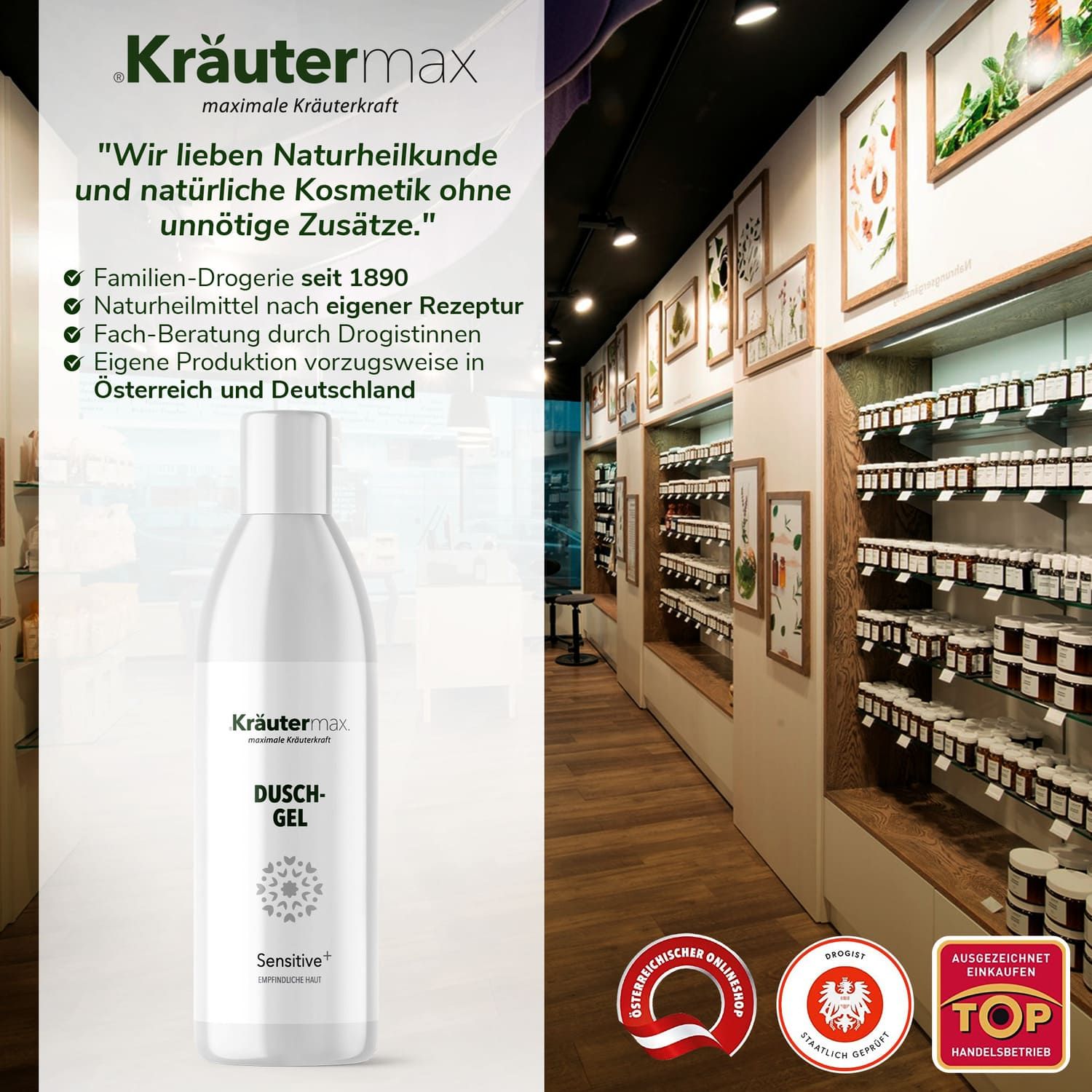 Kräutermax Duschgel Sensitive plus Olivenöl, Löwenzahnextrakt