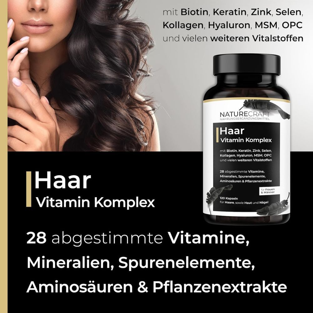 Flasche 'Haar Vitamin Komplex', 120 Kapseln, für Frauen & Männer.