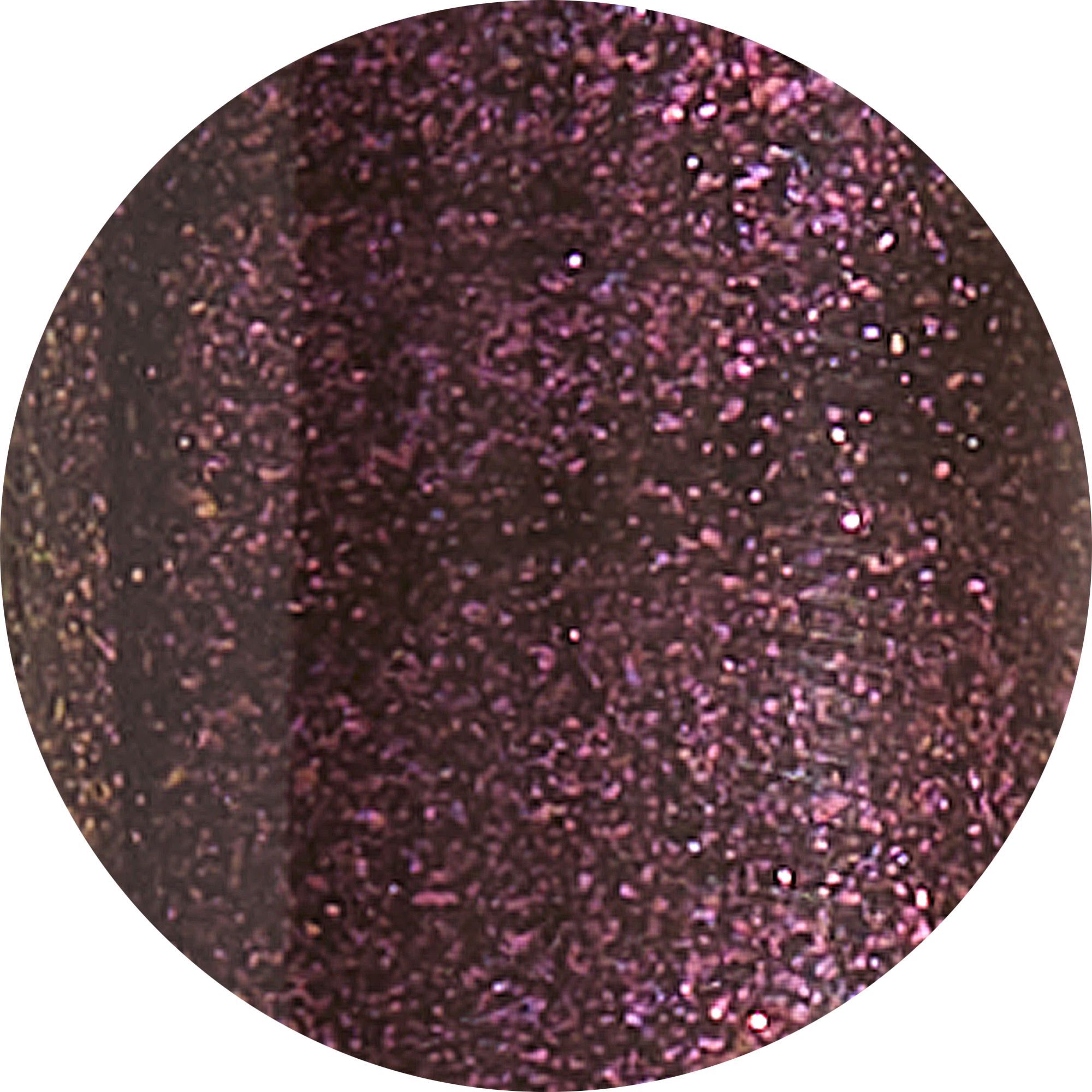 Test colore rossetto glitterato rotondo, viola scuro.