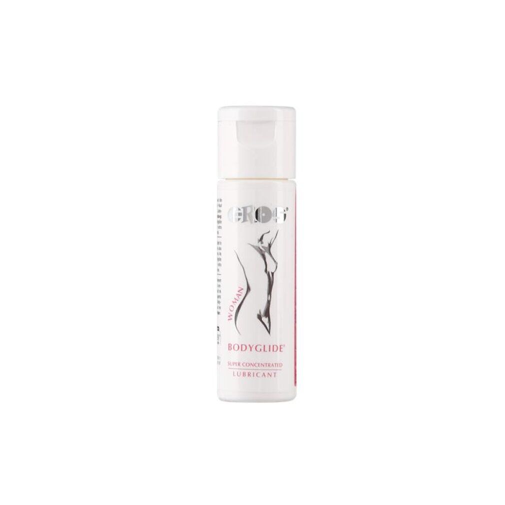 Eros Bodyglide Woman Gleitgel Flasche mit Silhouette einer Frau.