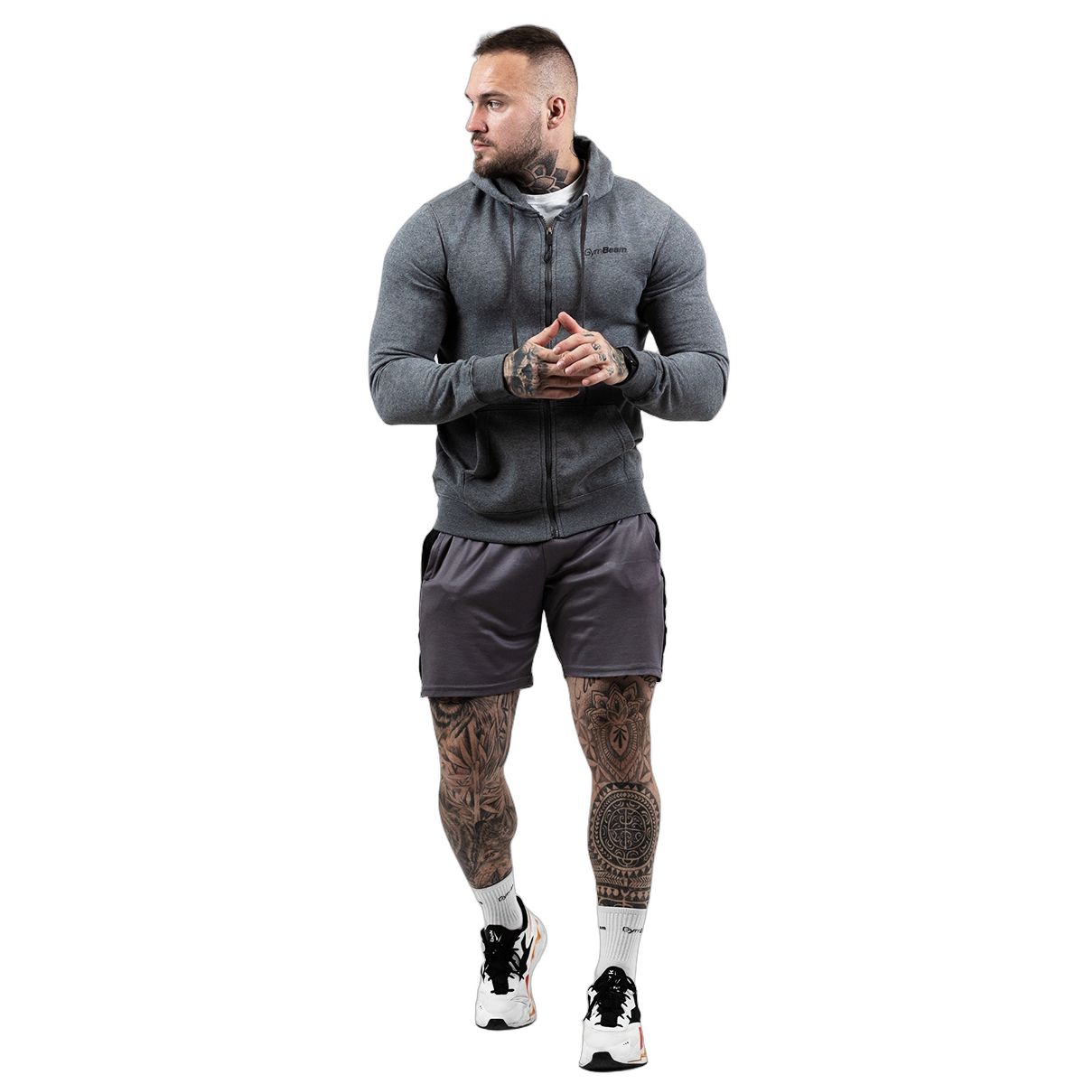 GymBeam Hoodie Herren Regular mit Reißverschluss Grey Black