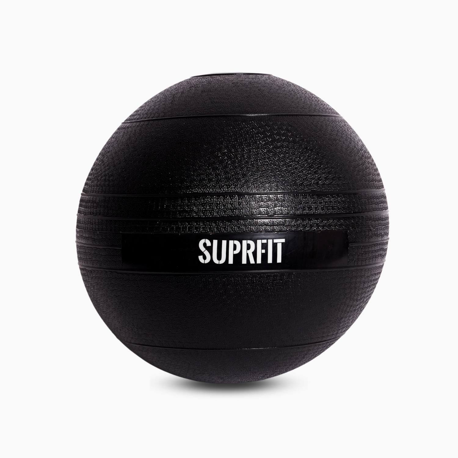 Schwarzer Slam Ball. Oberfl",che strukturiert, mit Suprfit-Logo.