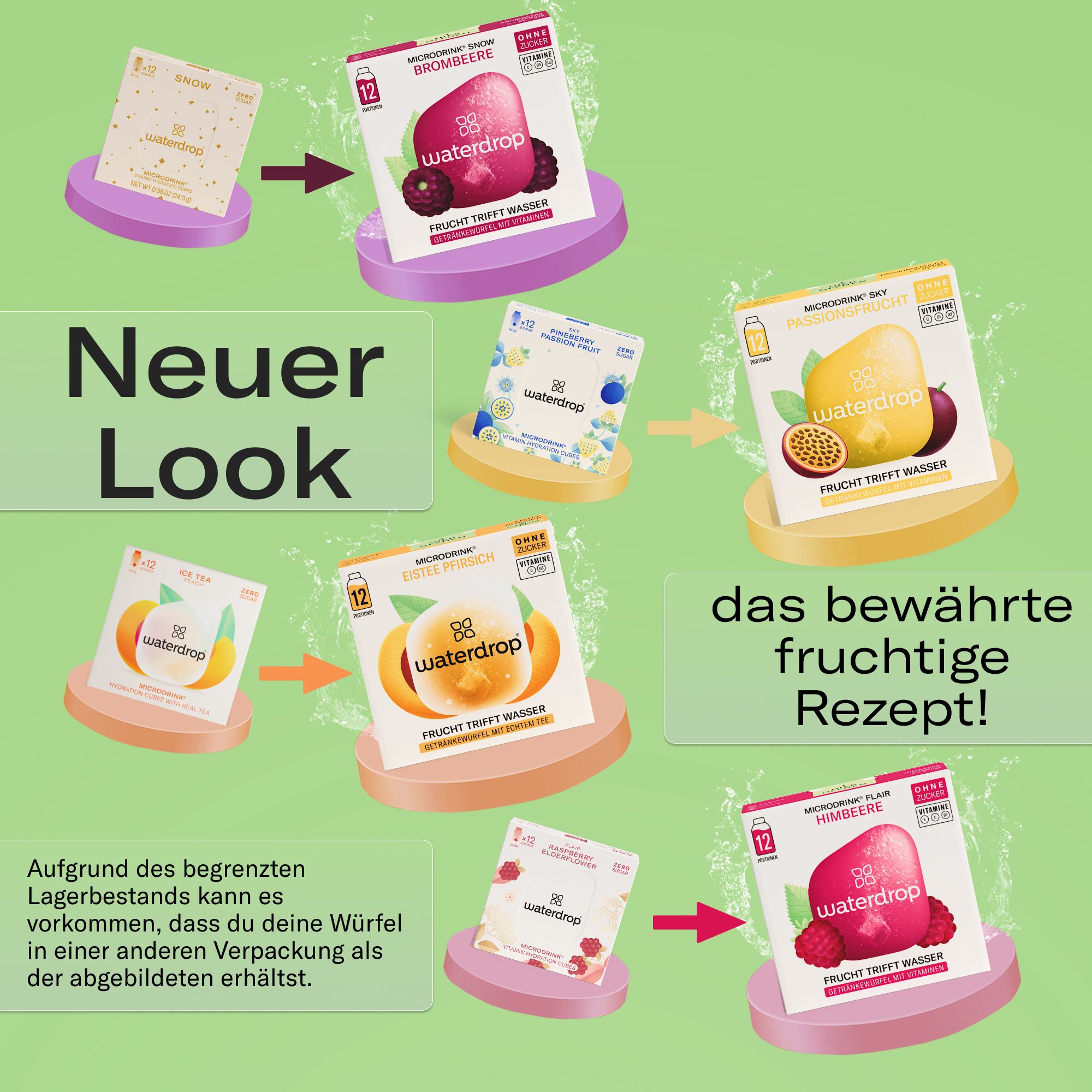 waterdrop® Microdrink Set – 48 Würfel mit Frucht-Extrakten & Vitaminen – vegan, zuckerfrei