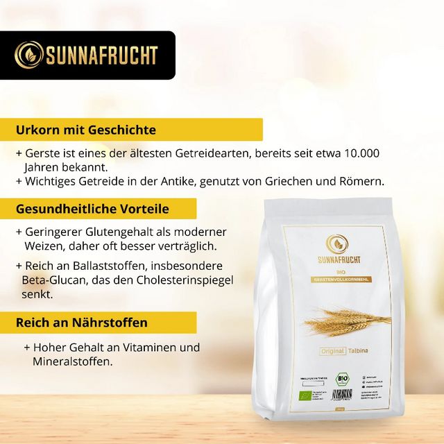 SUNNAFRUCHT® Premium BIO Talbina Set mit Gerste, Honig und Datteln