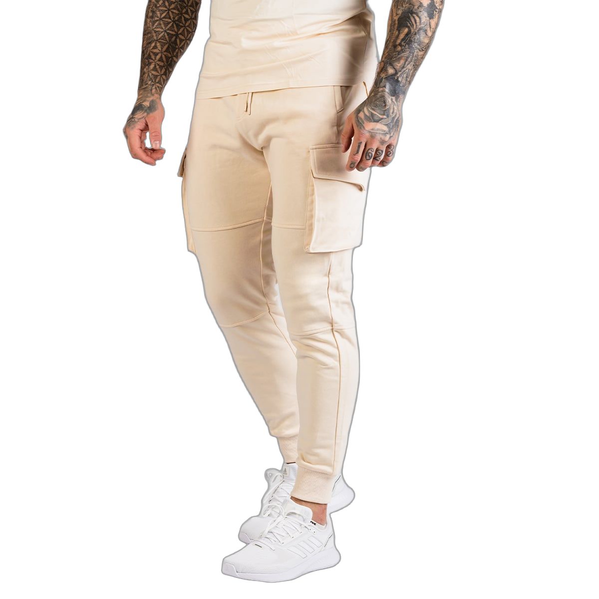 GymBeam Jogginghose Herren Slim lang mit Kordelzug und Seitentaschen in Sand