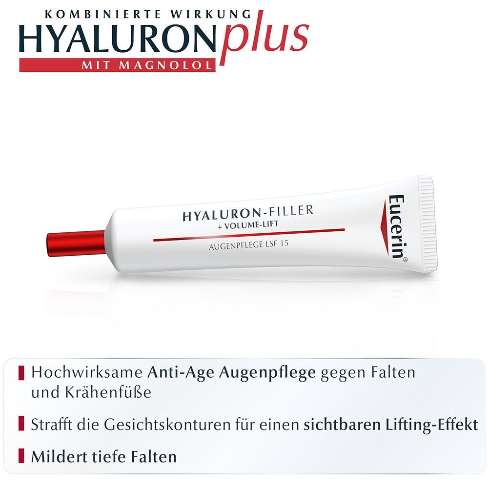 Eucerin Hyaluron-Filler Augenpflege – Feuchtigkeitsspendende Augencreme mindert Fältchen