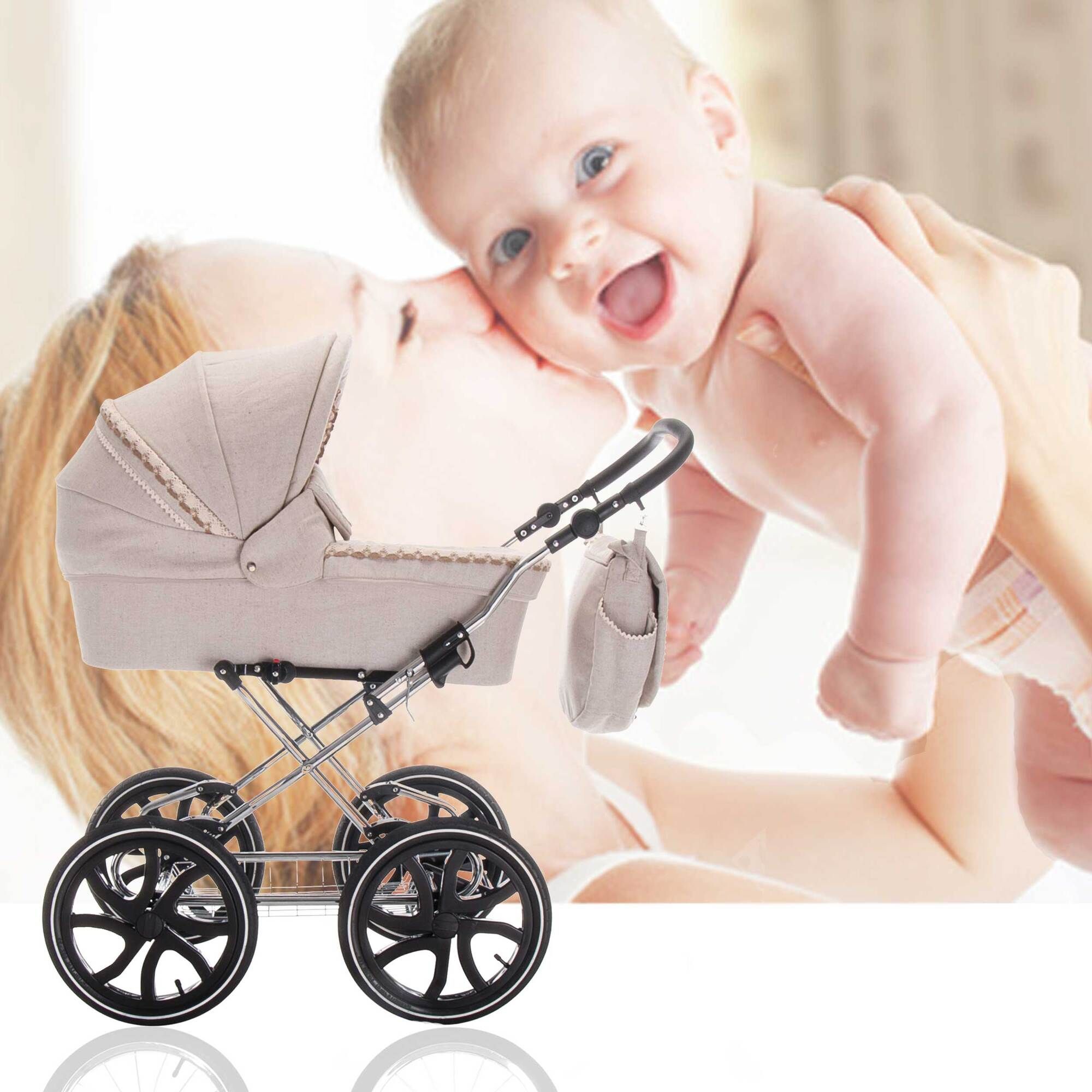 Friedrich Hugo Natureline Uni 4 in 1 Kinderwagen ISOFIX Set, Edward Silver