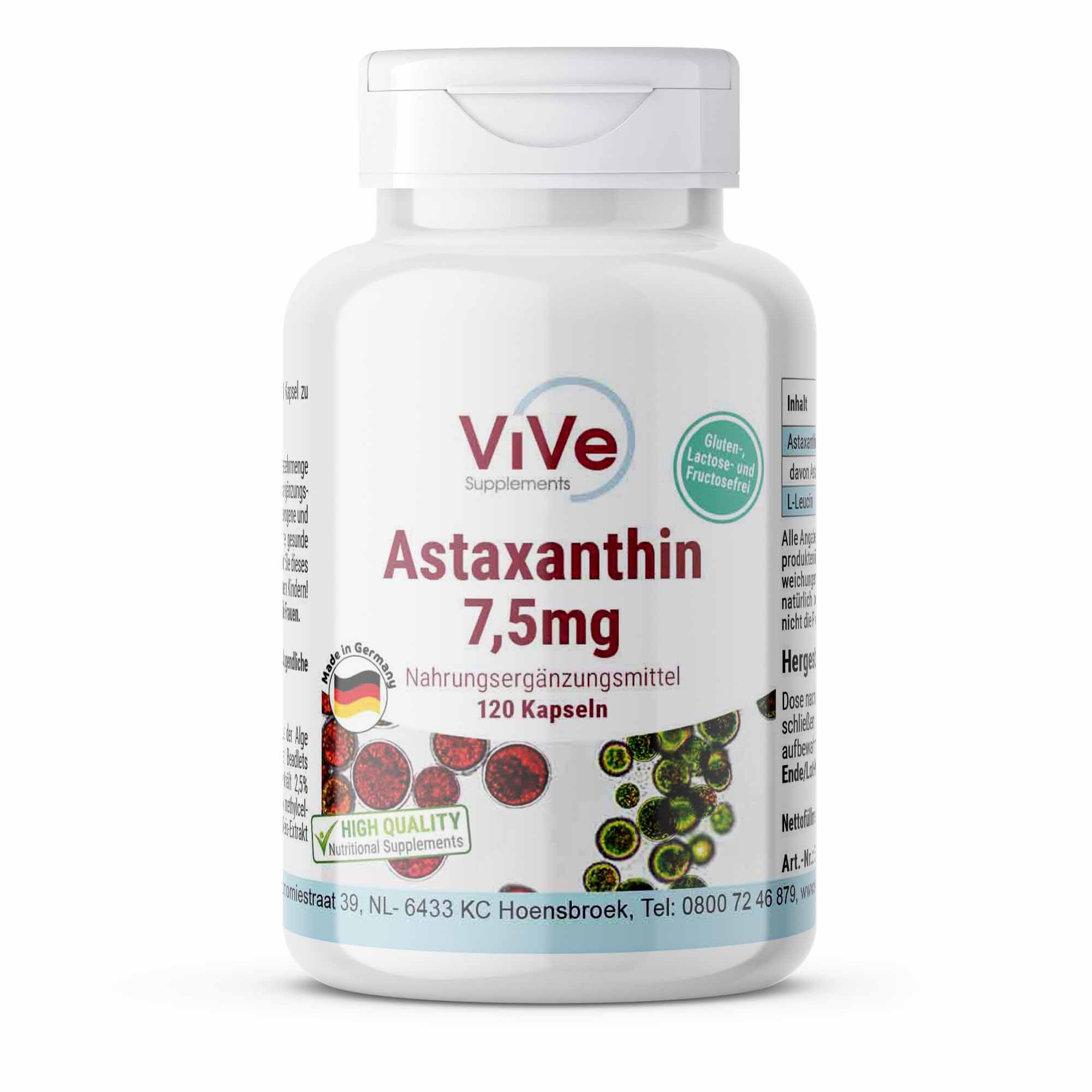 Vive Supplements | Astaxantin 7.5mg - Schluckfreundlich 120 St