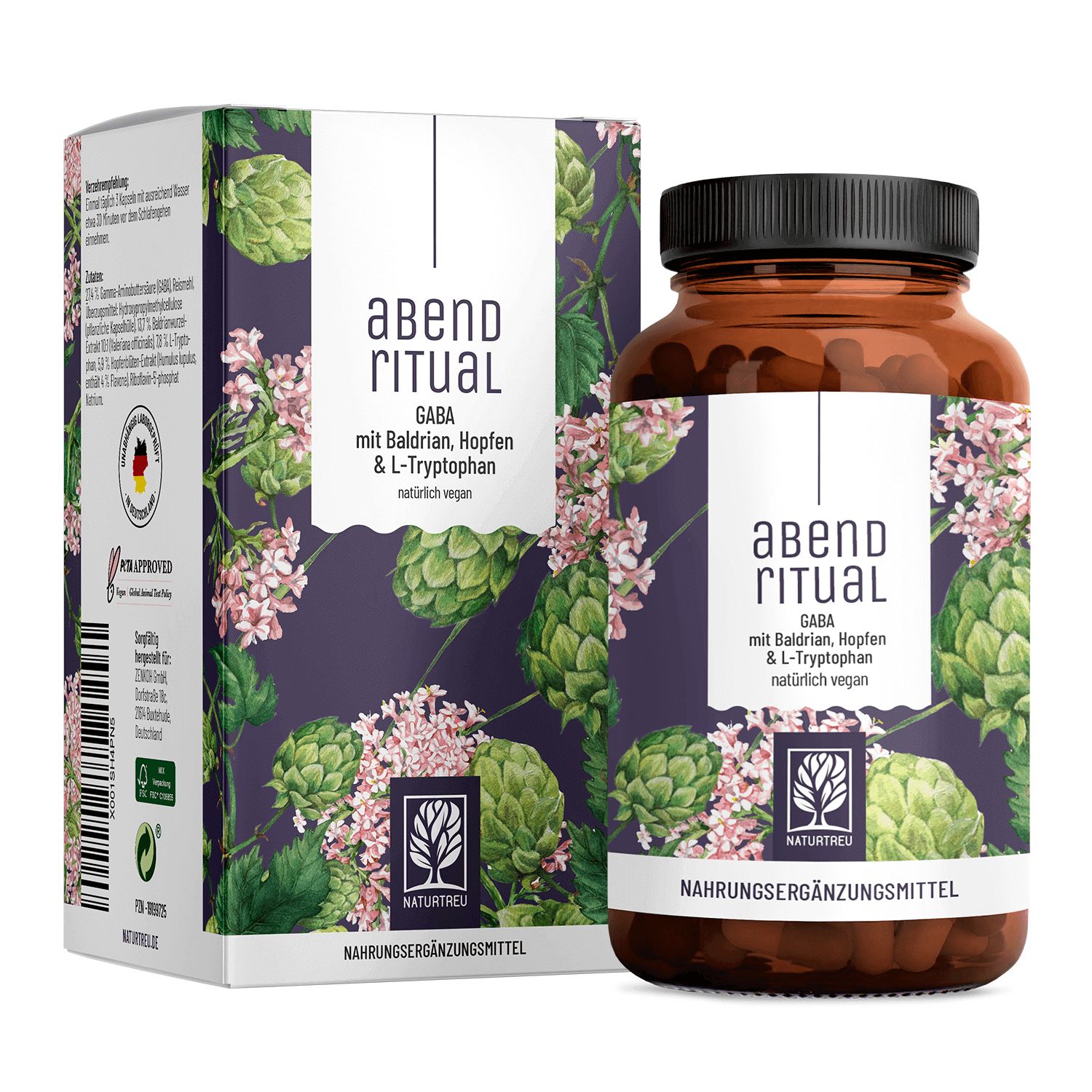 GABA mit Baldrian, Hopfen & L-Tryptophan - Abendritual - NATURTREU®