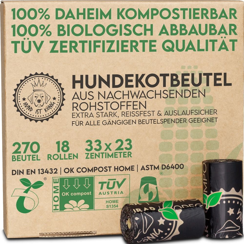 HUND IST KÖNIG® Hundekotbeutel biologisch abbaubar 100% kompostierbare Kotbeutel für Hunde