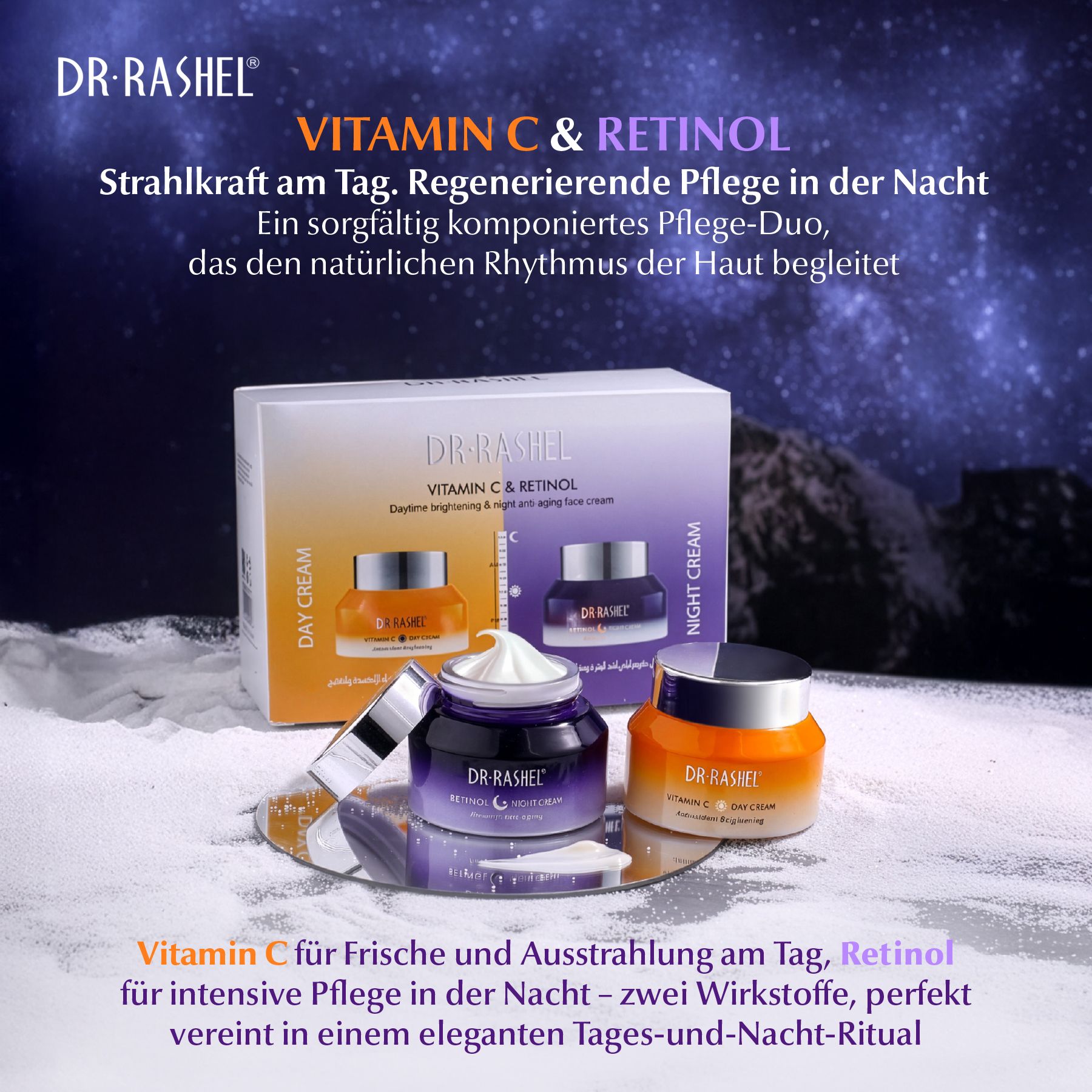 DR.RASHEL Gesichtspflege-Set Retinol Vitamin C Tagespflege Nachtpflege