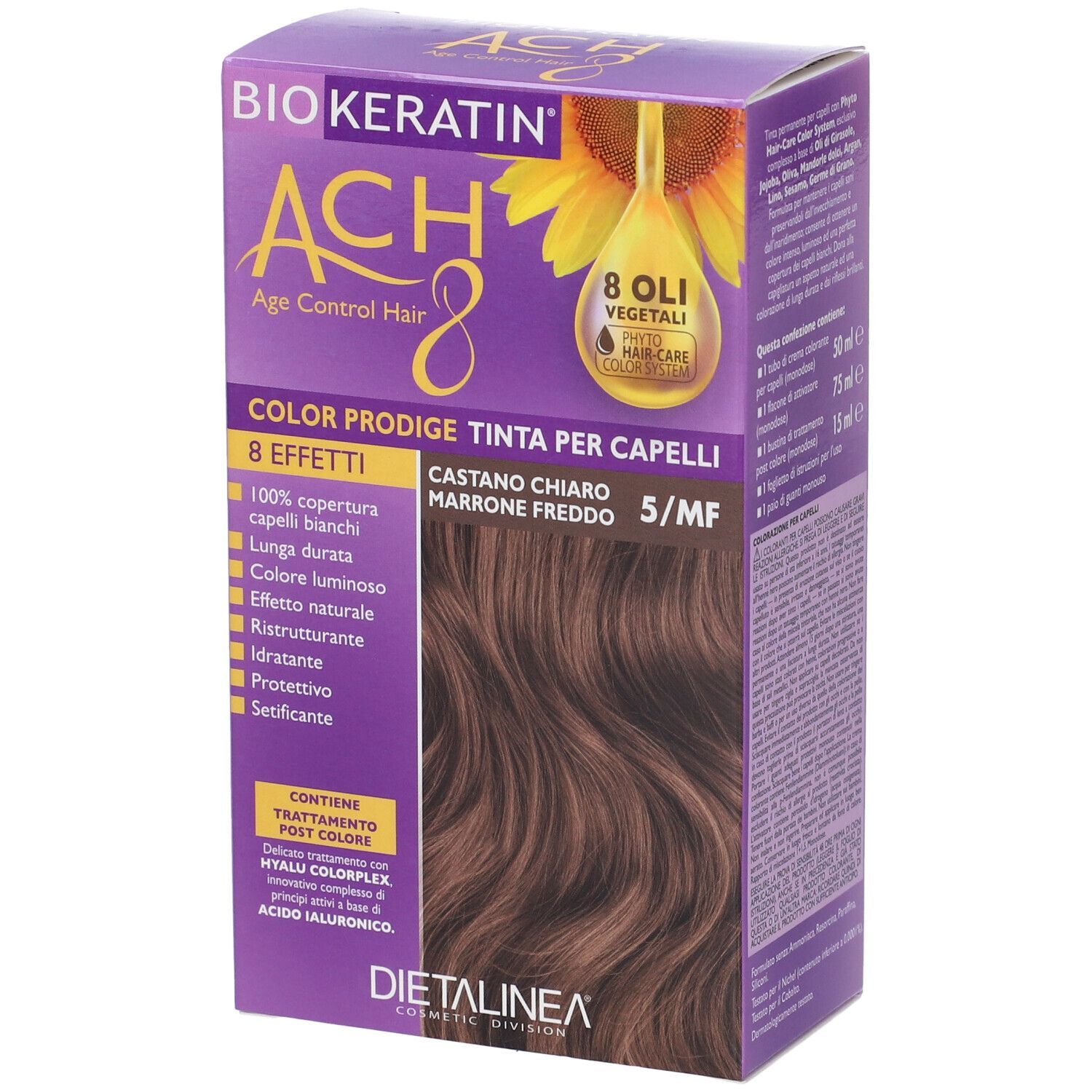 Biokeratin Ach8 Tintura Per Capelli 5/Mf Castano Chiaro Marrone Freddo 1 Pz