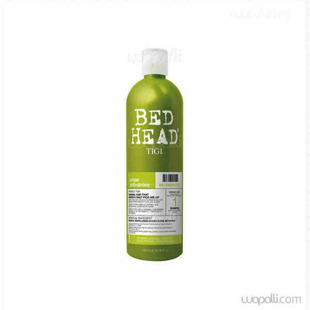 Grüne Tigi Bed Head Flasche mit weißem Aufdruck 'BED HEAD' und 'TIGI'.