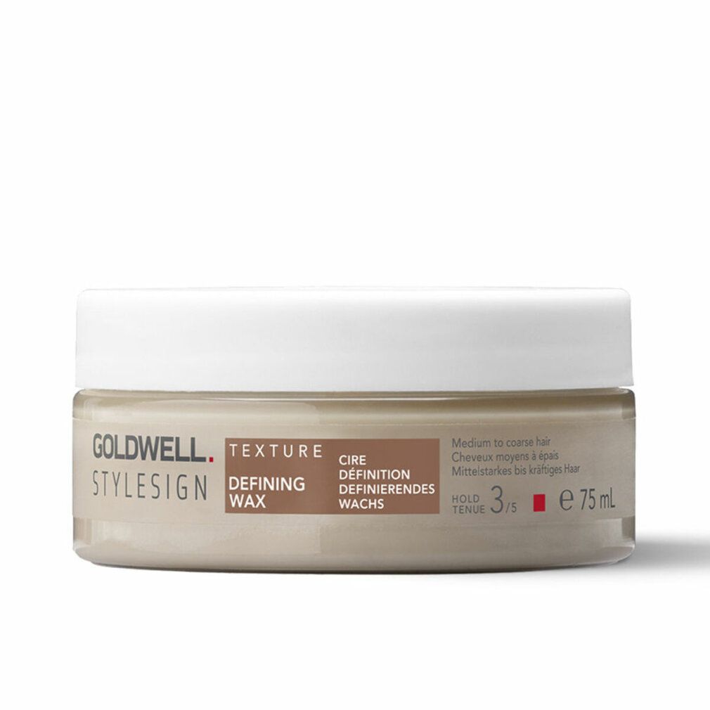 Goldwell Stylesign Texture Defining Wax. Beige Creme in einem runden Tiegel mit weißem Deckel. Beschriftung: Texture Defining Wax.