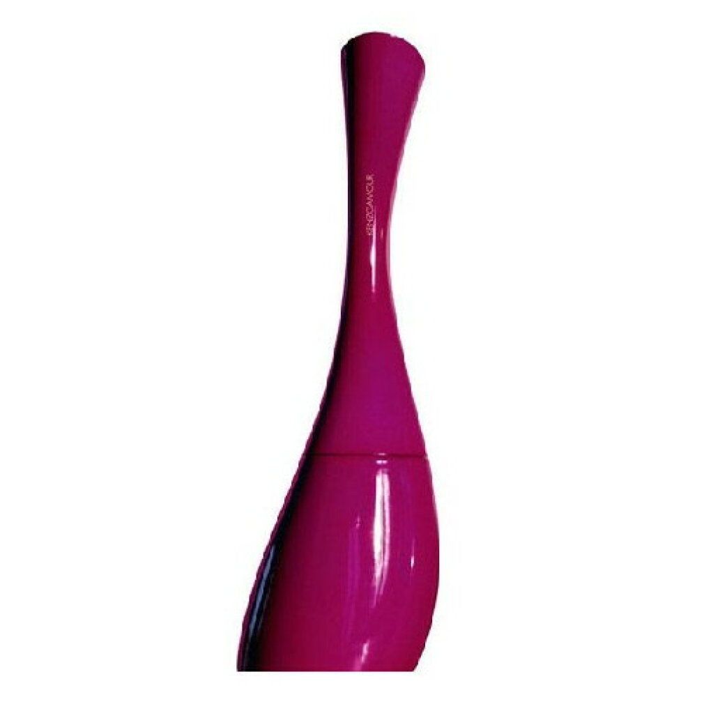 Pinkfarbene Flasche von Kenzo Amour Edp Spray. Geschwungene Form, hoher Hals. Produktname auf der Flasche.