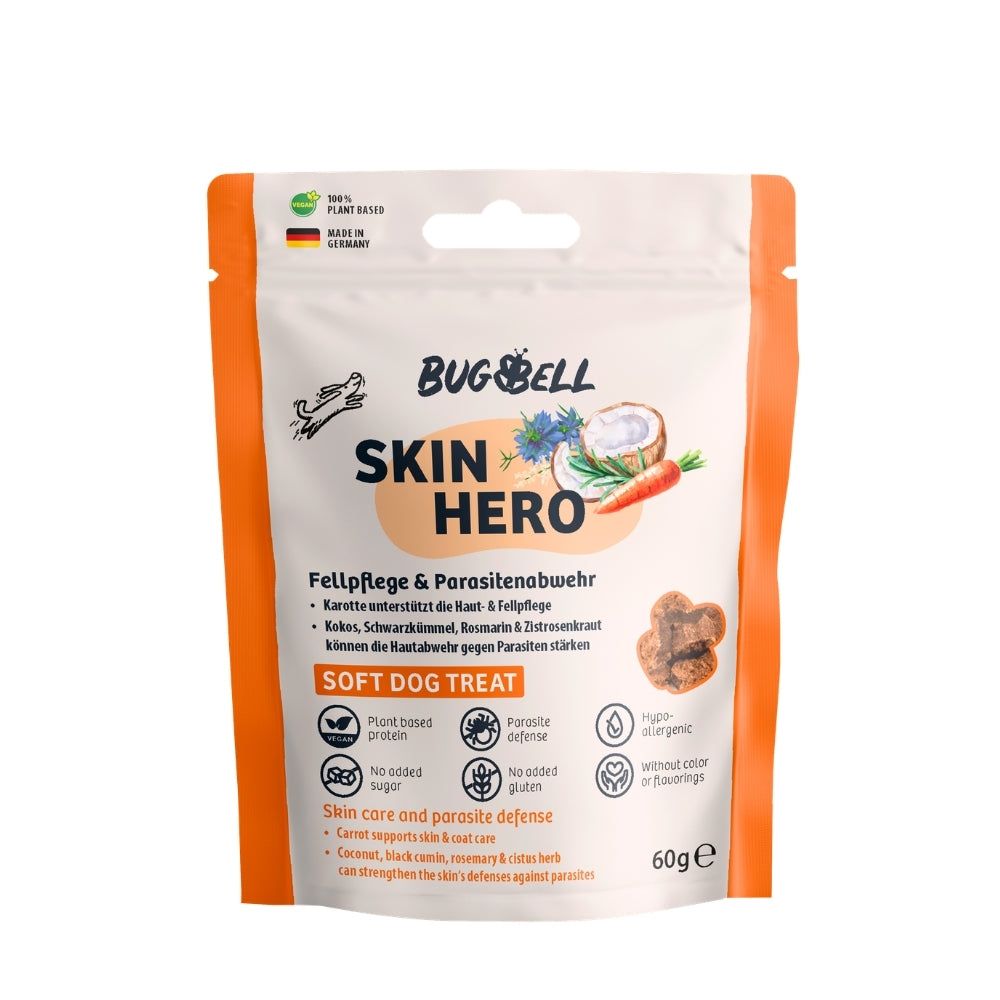 BugBell Weiche Hundeleckeri SkinHero - Fellpflege & Parasitenabwehr 60 g Futter