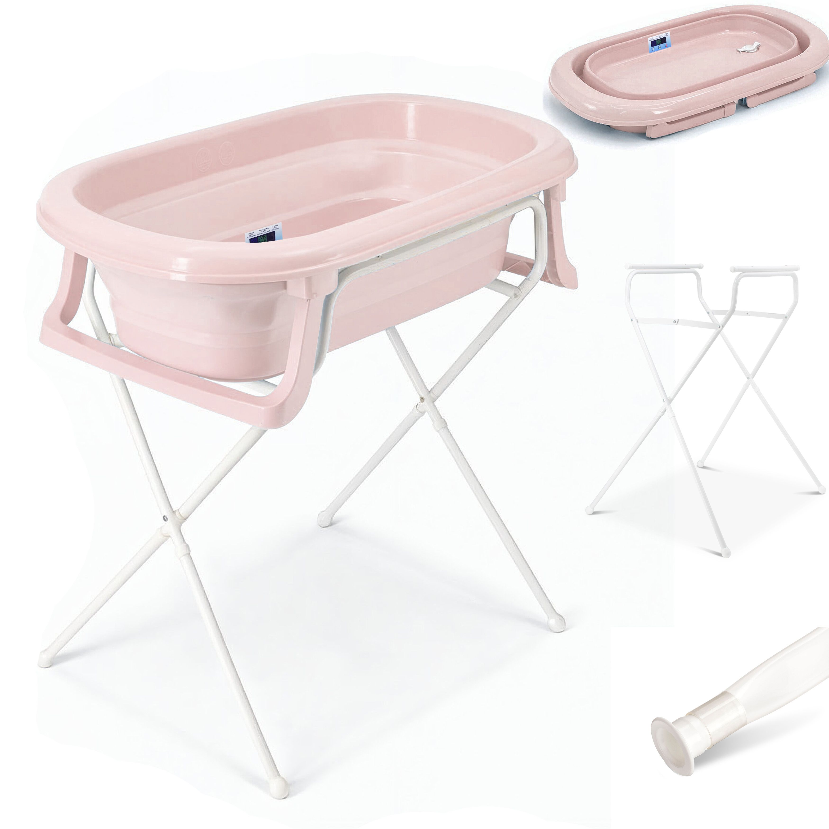 Baby Badewanne faltbar mit Ständer - Babywanne + Abflussschlauch Thermometer 1 St