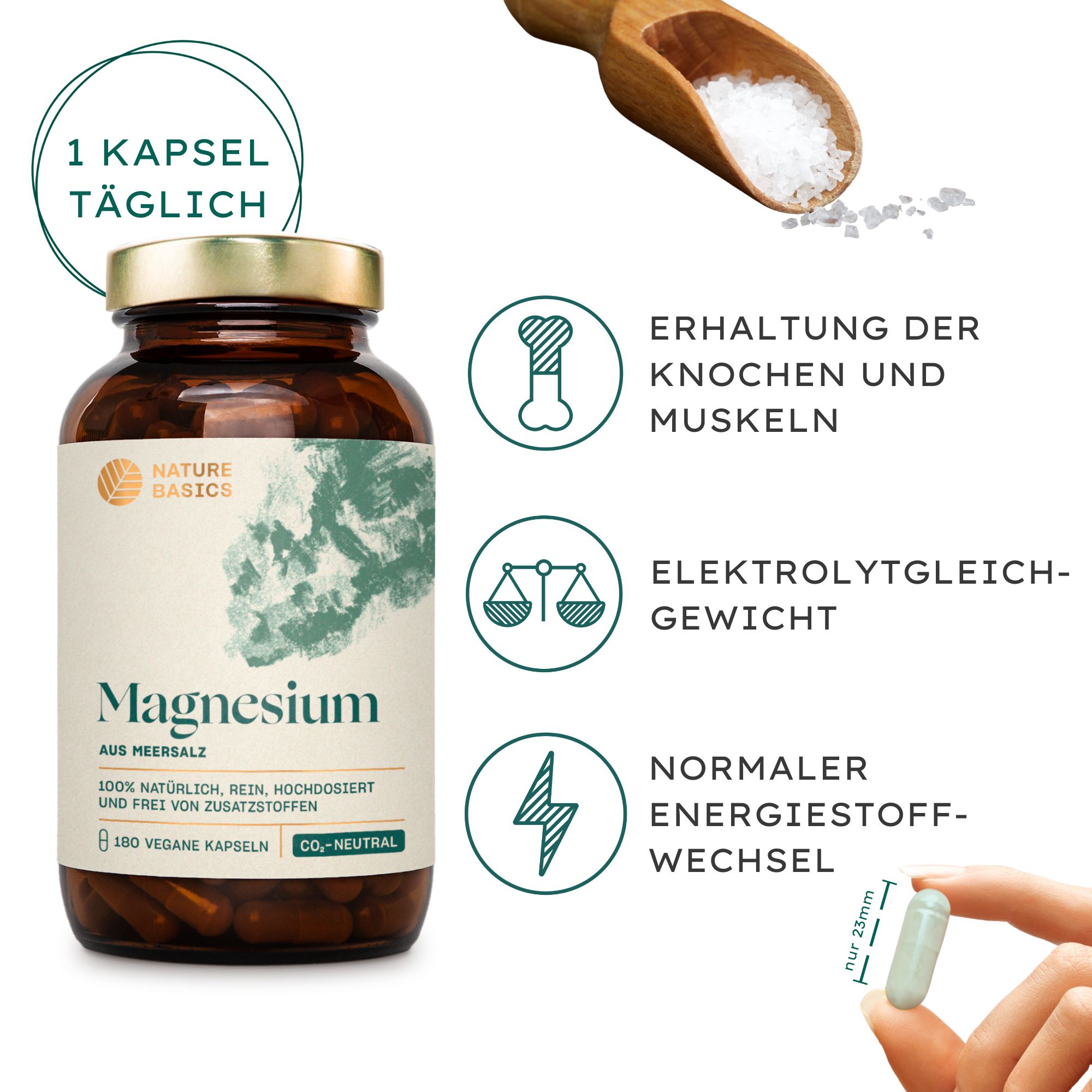 NATURE BASICS® - Hochwertiges natürliches Magnesium aus Meersalz Vegan