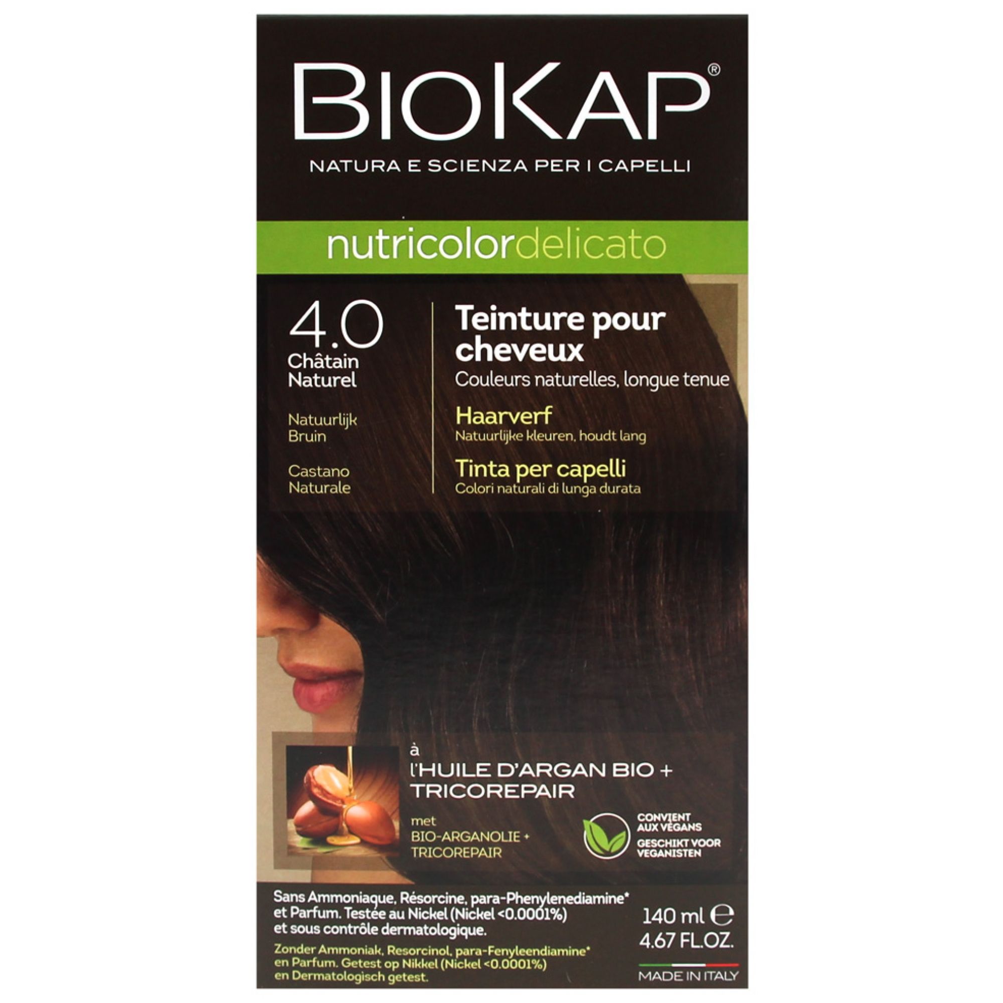 Biokap Nutricolor Delicato Permanent Tint (Haarfärbung : Kastanienbraun) 7,5x6x17 cm