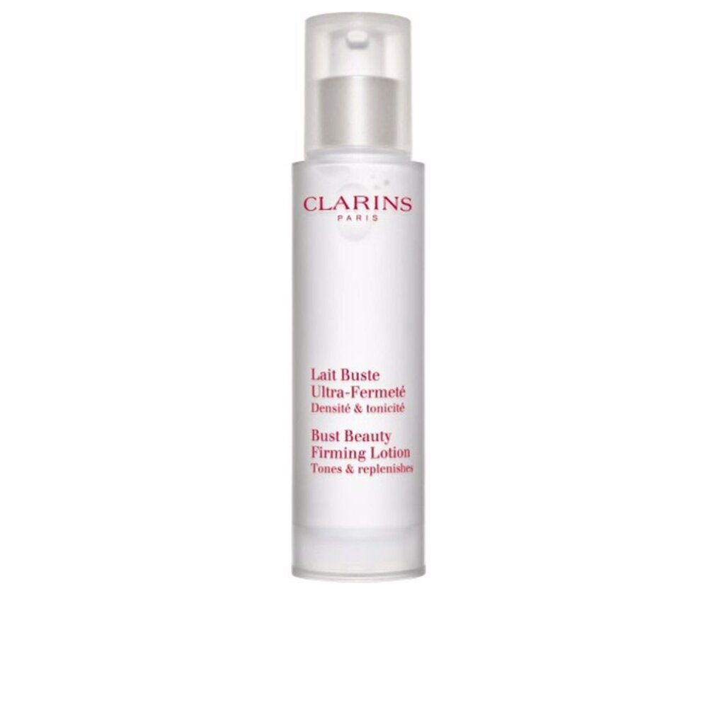 Lotion-Flakon. Aufschrift: Lait Buste Ultra-Fermeté, Bust Beauty Firming Lotion. Marke: Clarins.