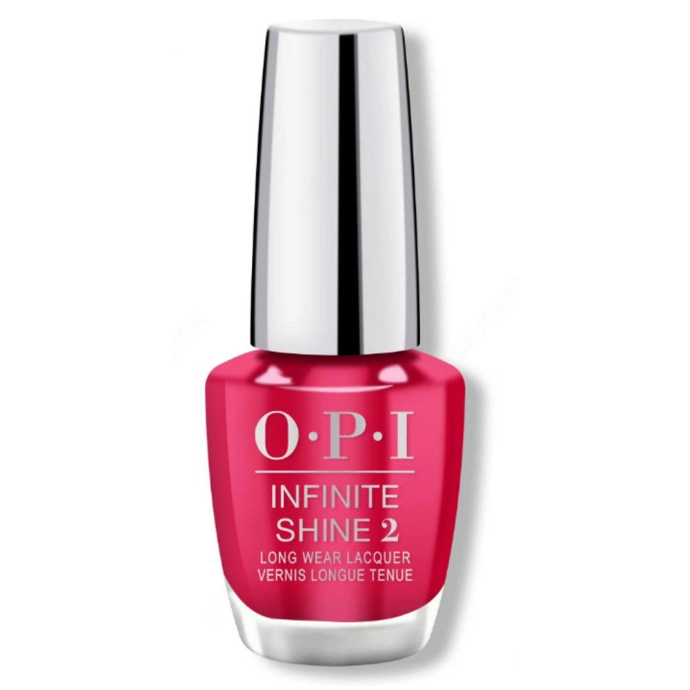 OPI Nagellacke Infinite Shine 2, rosa Flasche mit silbernem Deckel. Produktname und Marke deutlich sichtbar.