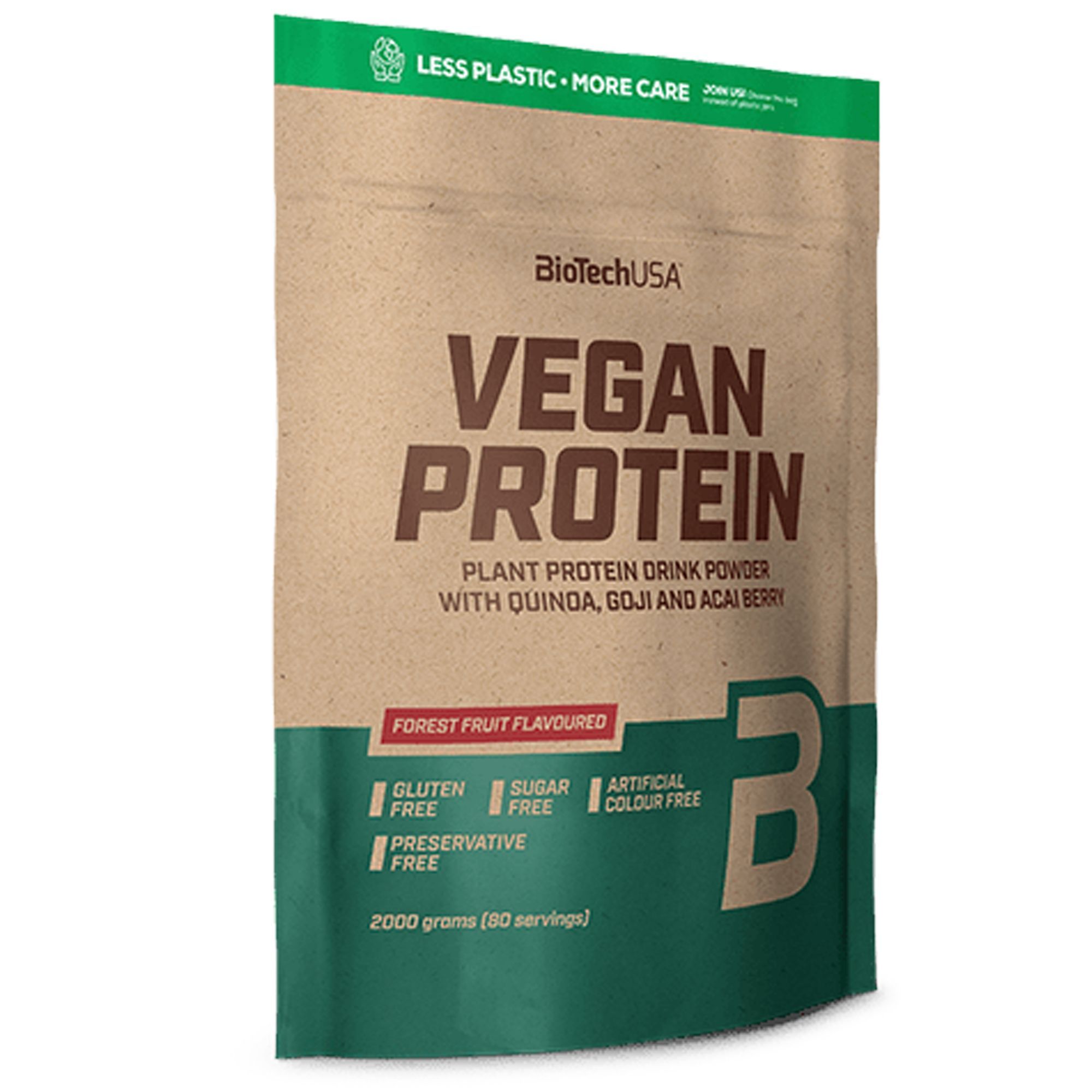 BioTechUSA Vegan Protein Pulver, Forest Fruit Geschmack, 2000g.