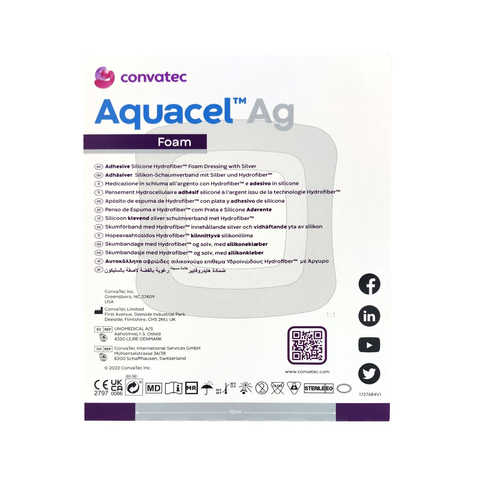 AQUACEL AG FOAM ADH 10X10