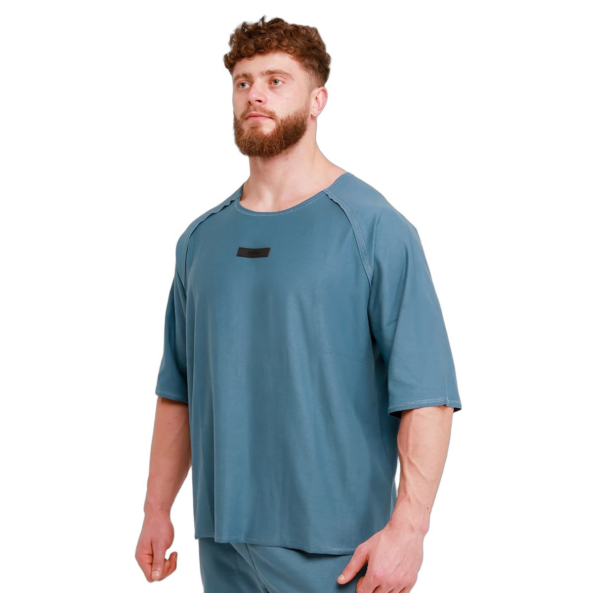 GymBeam T-Shirt Herren Oversized Kurzarm aus Baumwolle Unity Blau 1 St