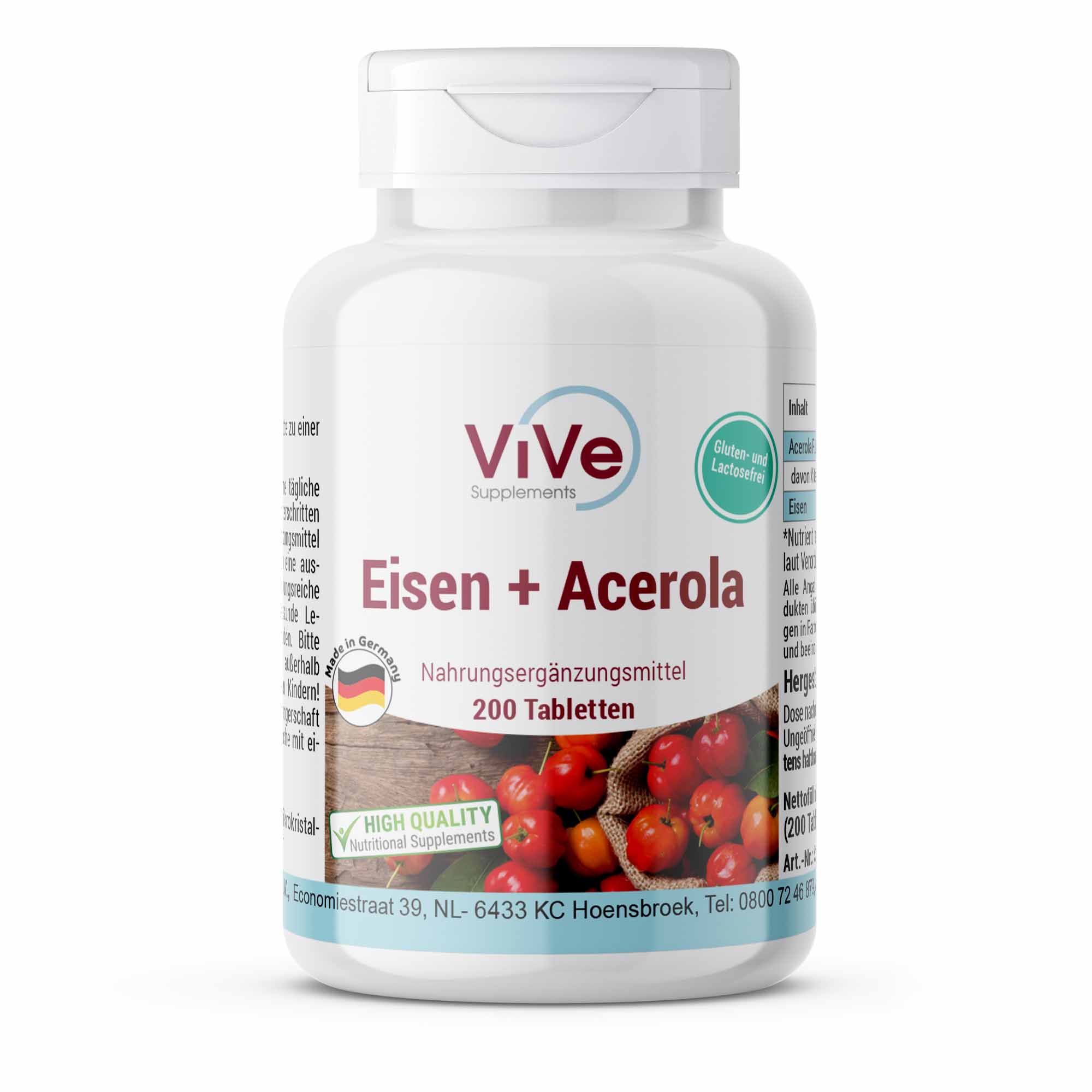 Vive Supplements | Eisen + Acerola (Vitamin C) 200 St