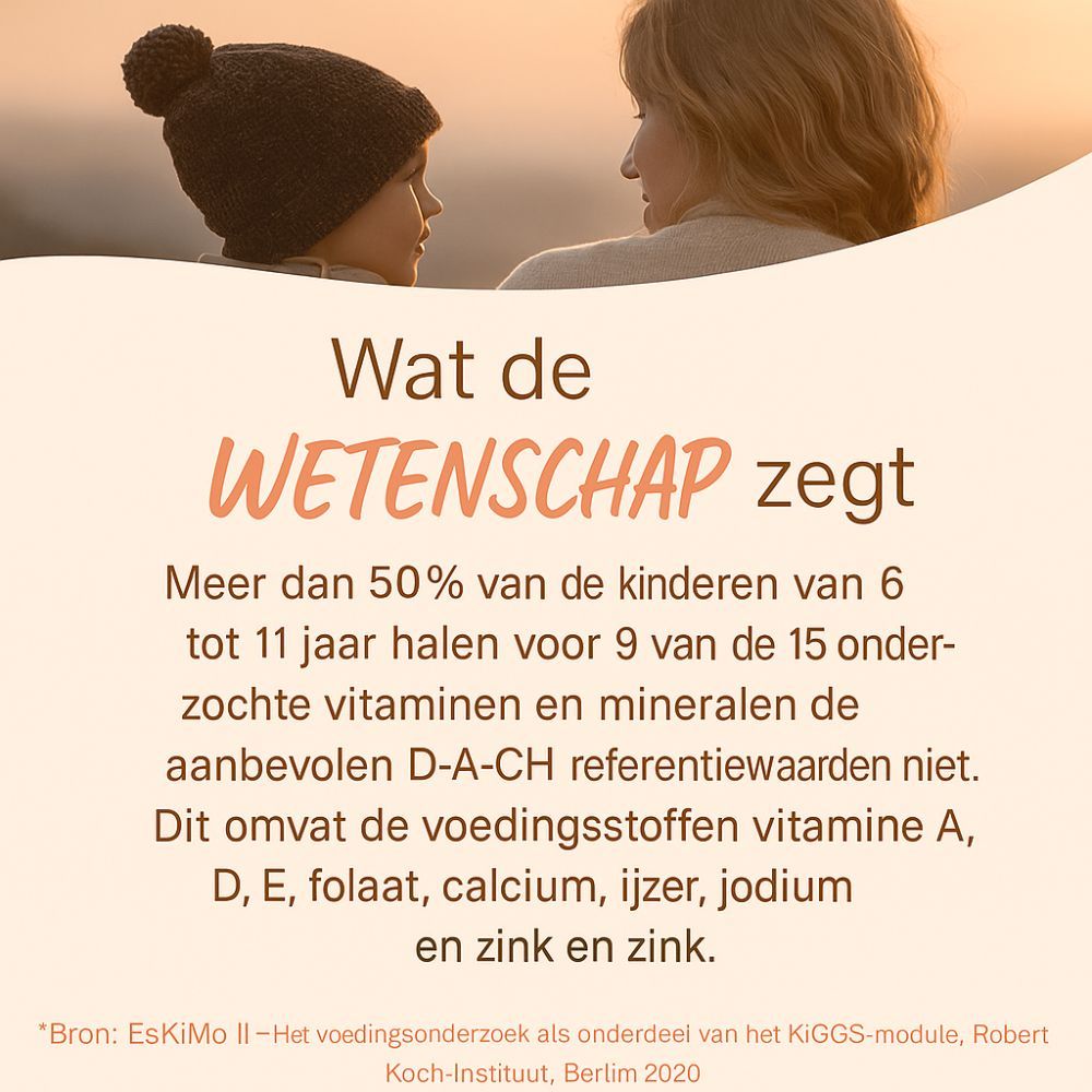 Tekst met titel: Wat de WETENSCHAP zegt. Tekst over vitaminegebrek bij kinderen van 6-11 jaar.