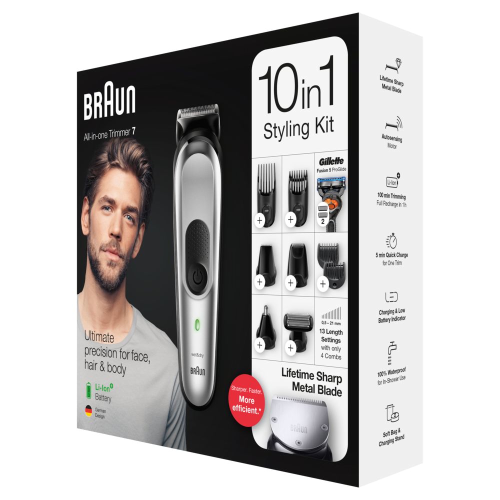 Braun - All-in-One Bartschneider und Haarschneidemaschine "MGK7220" in Schwarz/Silber