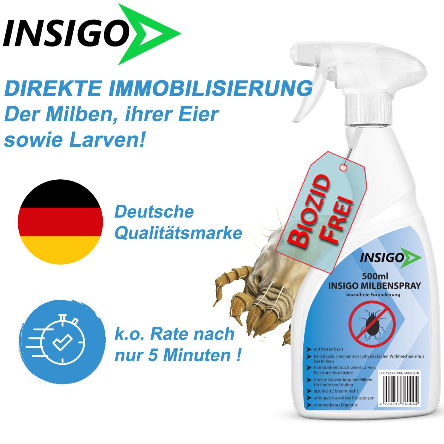 INSIGO Milbenspray mit 5L Drucksprüher