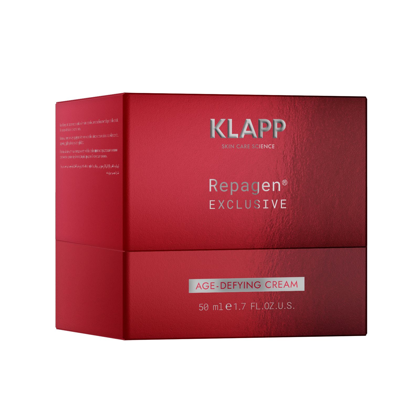 KLAPP Repagen Exclusive Age-Defying Cream, 50 ml, in roter Verpackung.