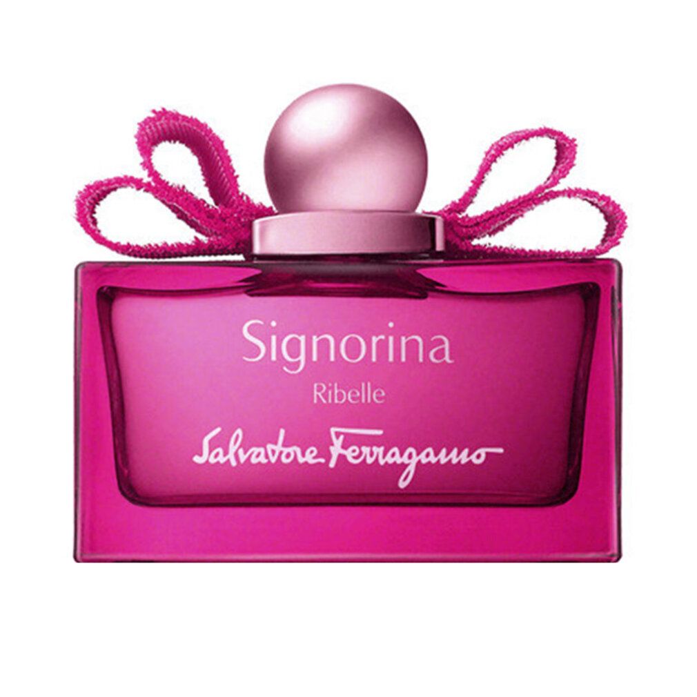 Salvatore Ferragamo Signorina Ribelle Eau de Parfum Flakon mit Schleifen-Applikation.