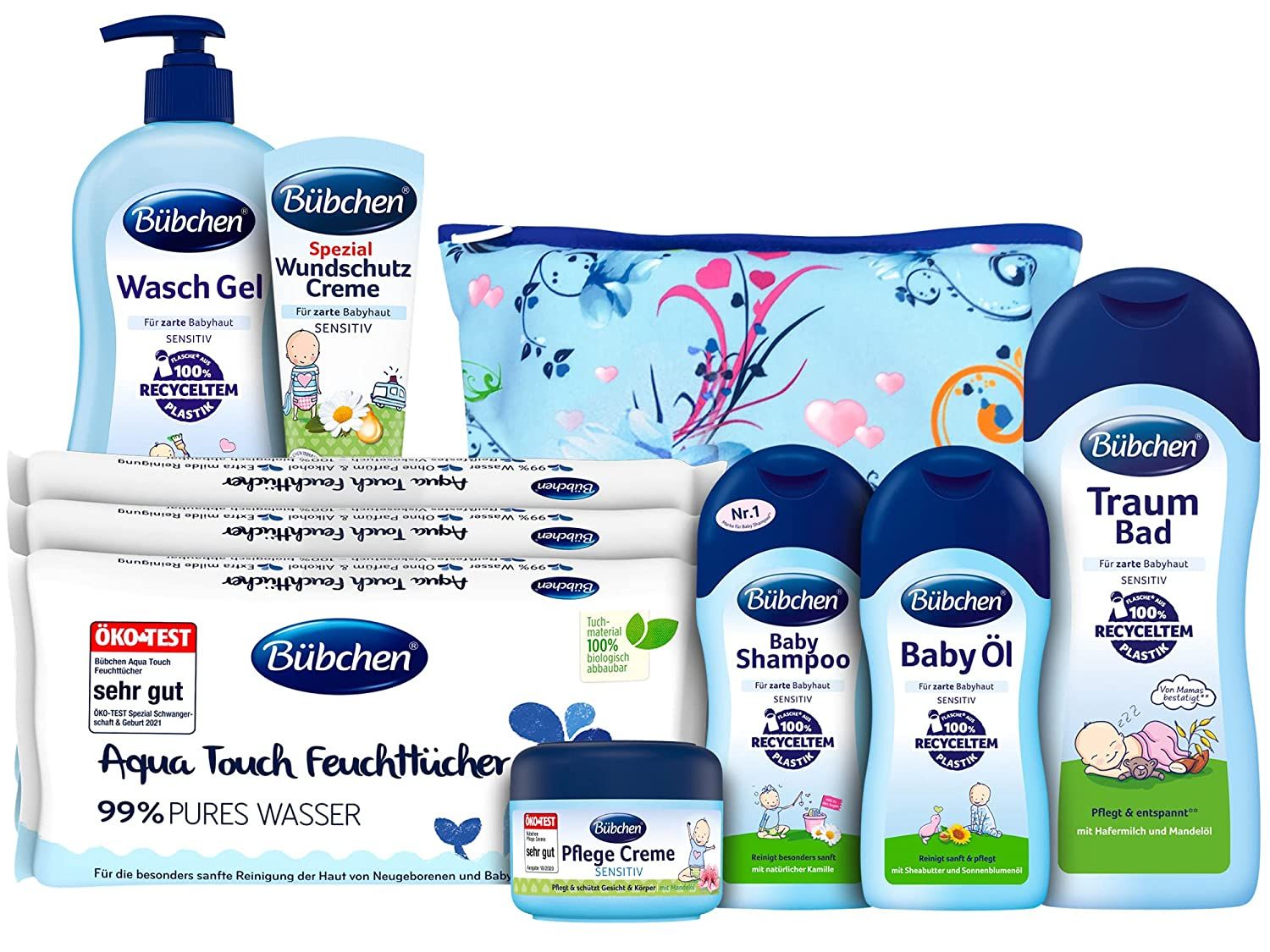 Bübchen Pflegeset für Neugeborene, 7-teilig – Geschenkset mit Baby-Produkten
