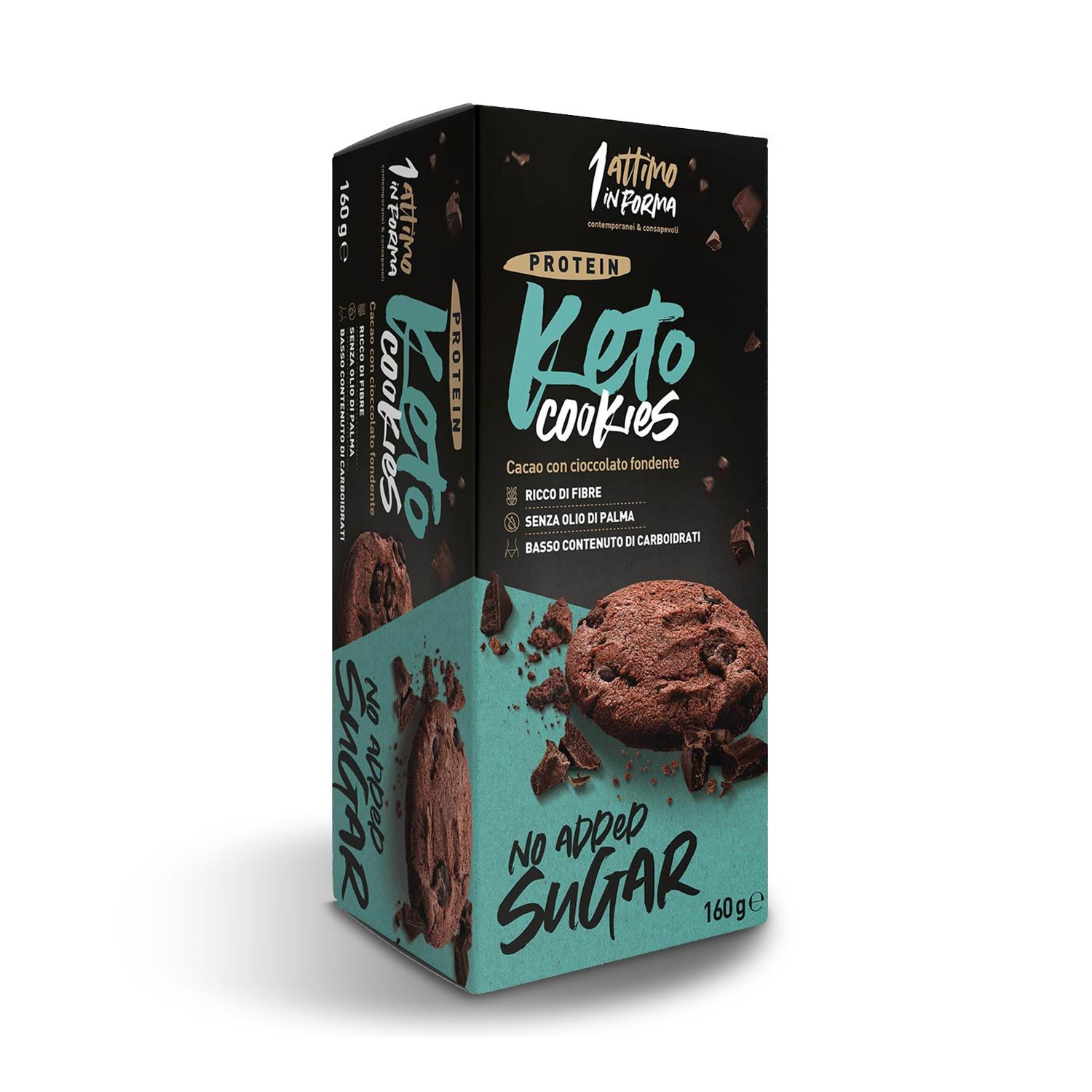 1attimoinforma Keto Cookies al Cacao Proteici al 14%; Con Scaglie di Cioccolato Fondente