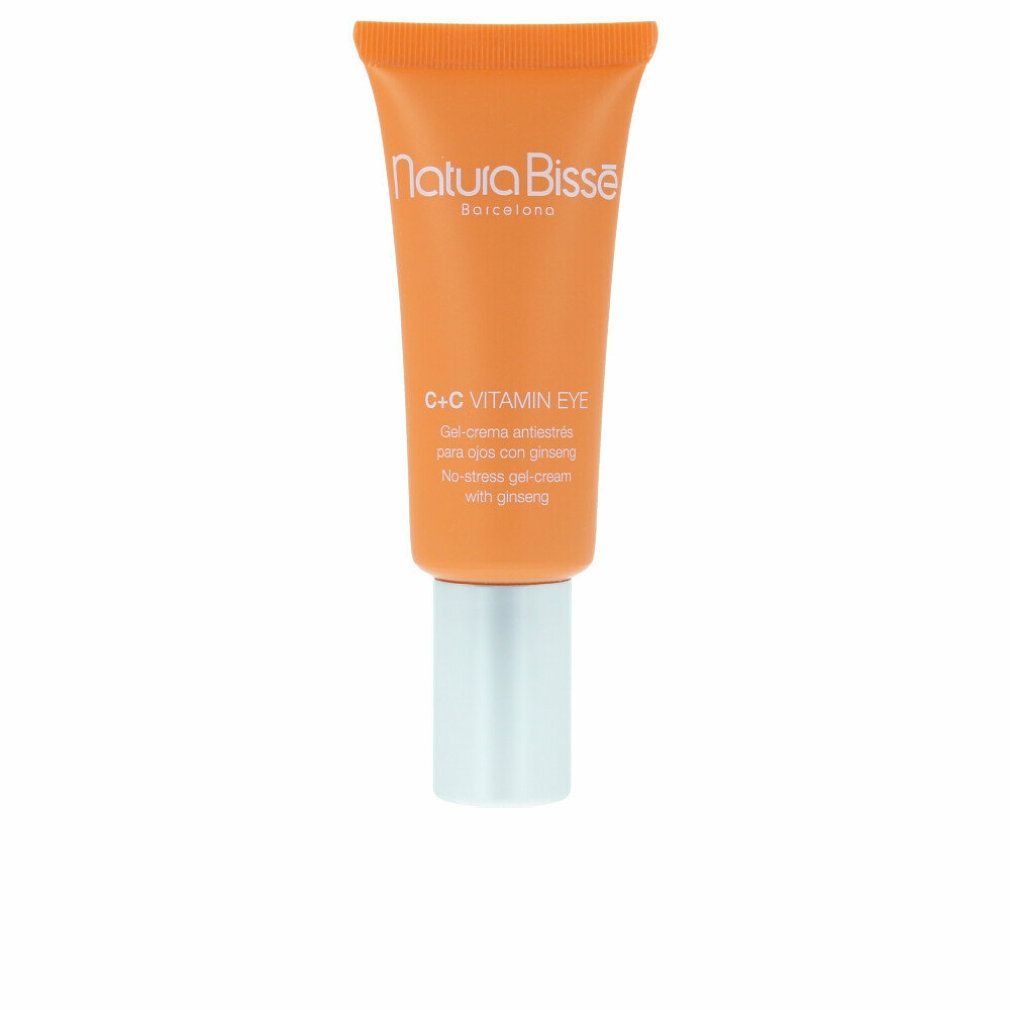 Orange Tube mit silbernem Deckel. Schriftzug: Natura Bissé, C+C Vitamin Eye, Gel-crema antiarrugas para ojos con ginseng.
