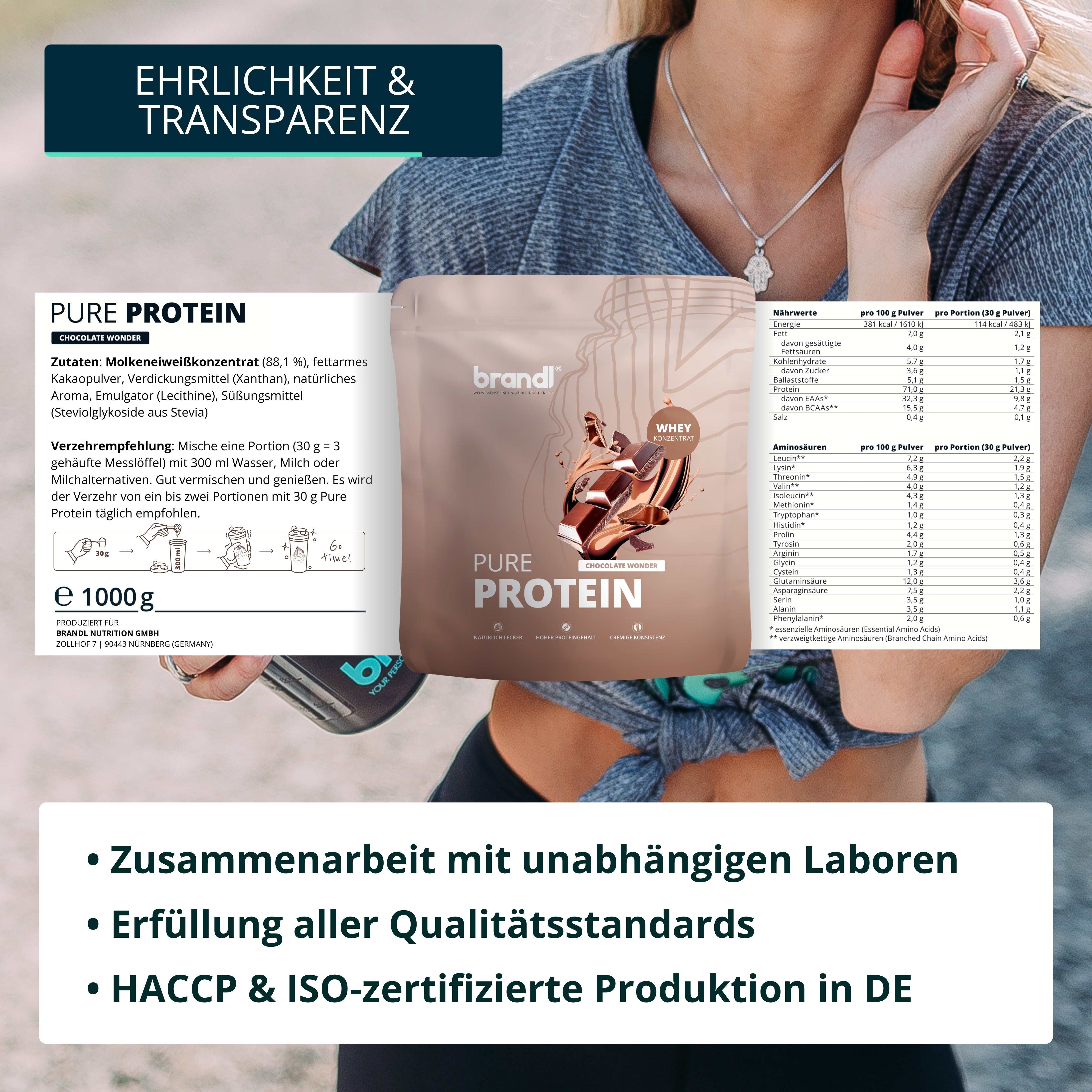 brandl® Pure Protein 2.0 Proteinpulver Whey | Eiweißpulver mit natürlichem Aroma