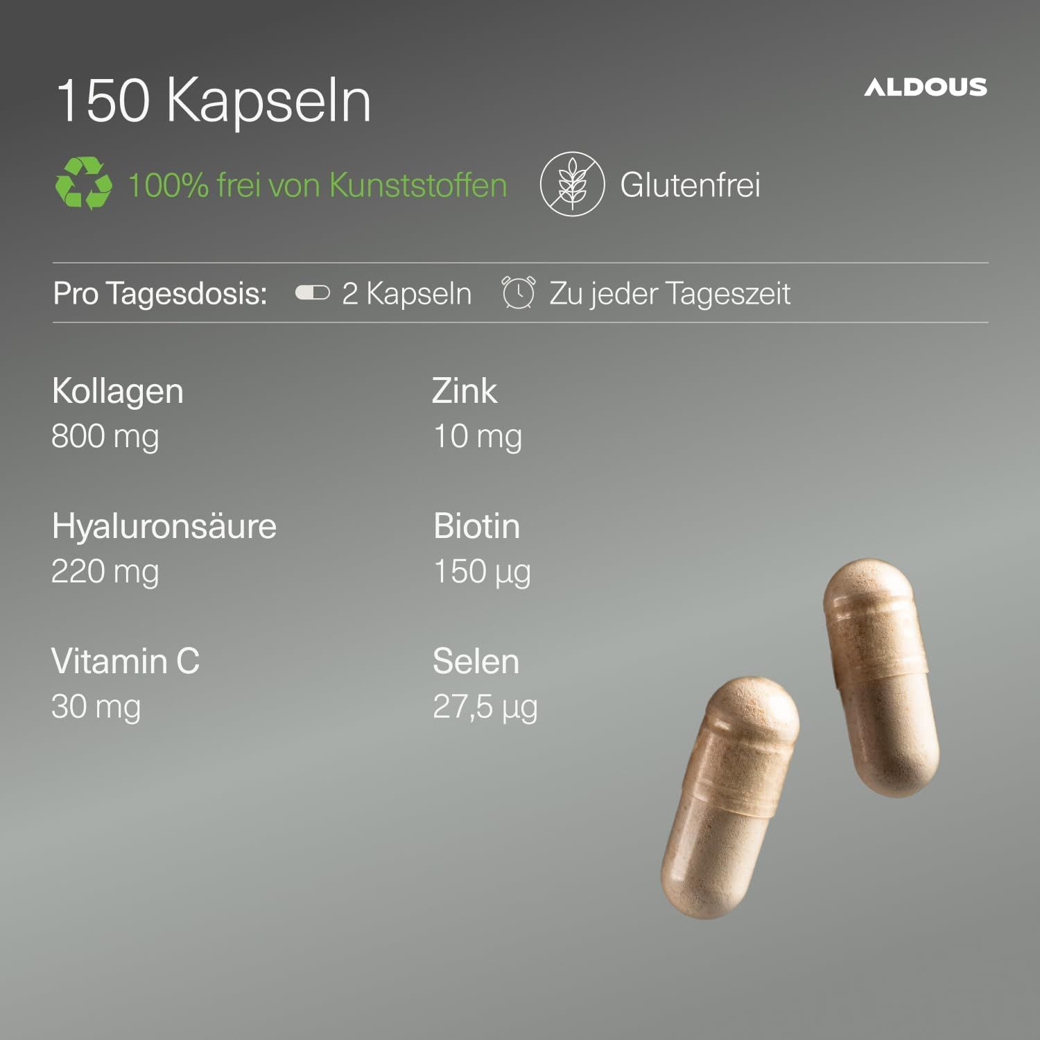 Aldous Hydrolysiertes Kollagen + Hyaluronsäure  Kapsel