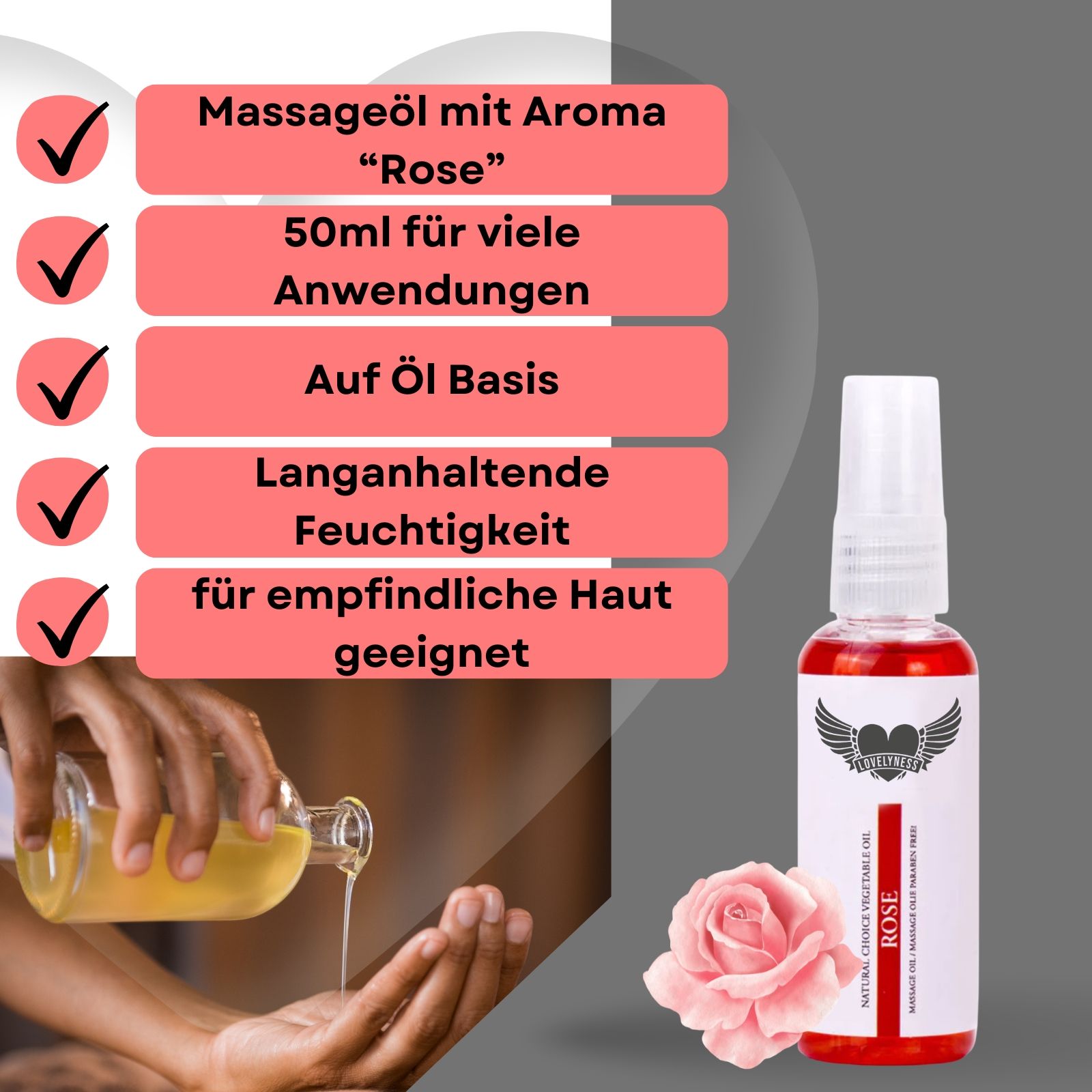 Lovelyness - Massageöl mit Aroma 50 ml