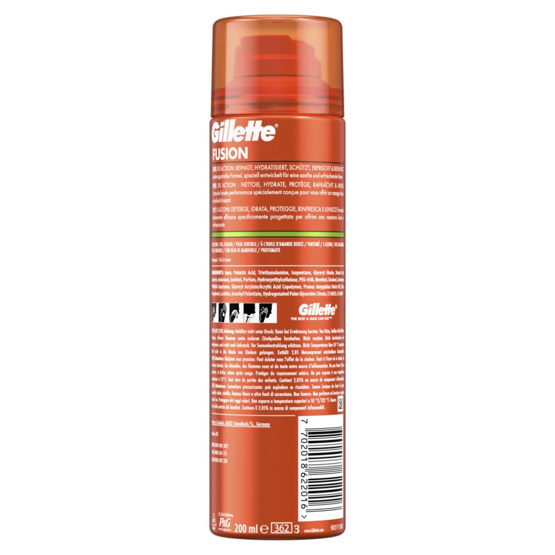 Multipack 6 Stück Gillette Rasiergel, Fusion5 Sensitive, 200 ml