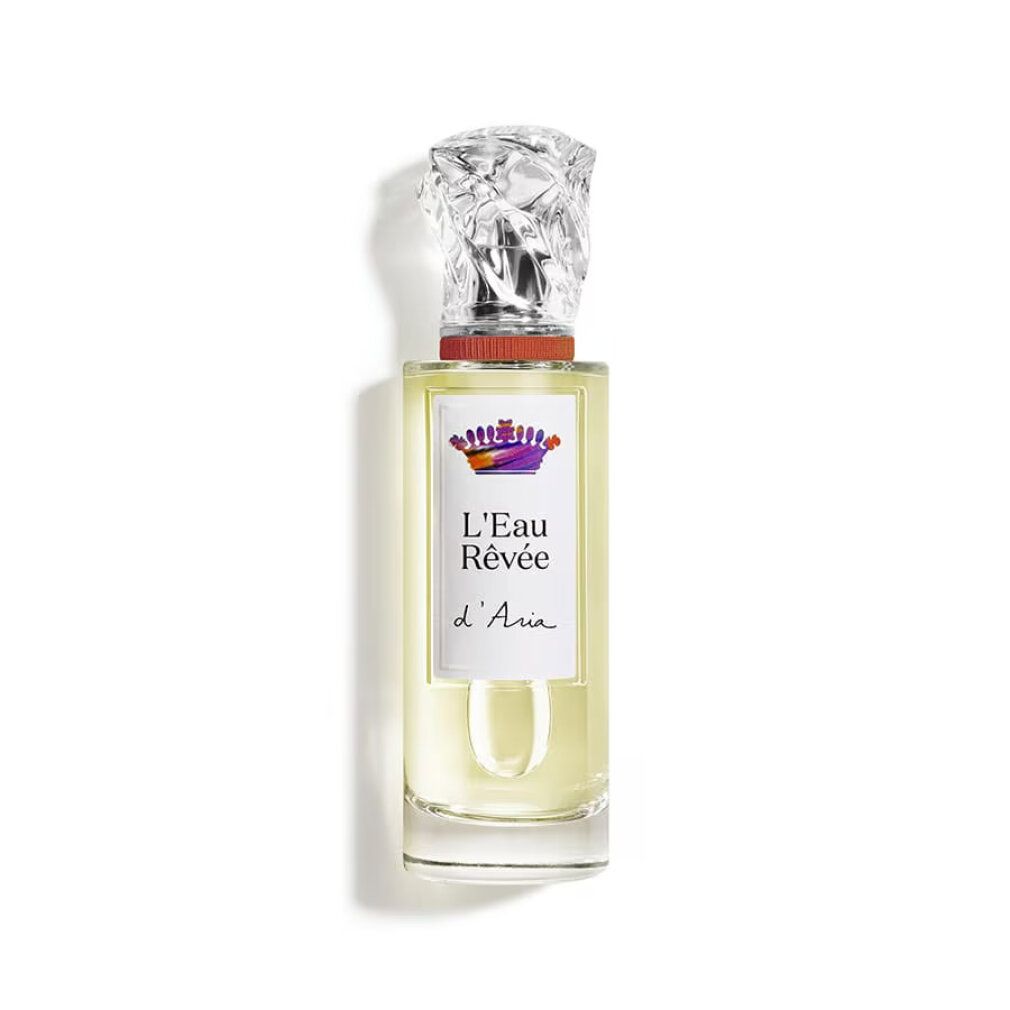 Sisley L'Eau Rêvée d'Aria EdT Nat. Spray. Glasflakon mit silberfarbenem Verschluss. Etikett mit Produktnamen und Logo.