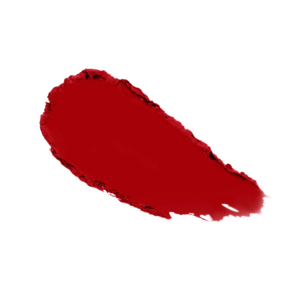 Roter Lippenstift-Abstrich. Farbton mit unregelmäßigen Rändern auf weißem Hintergrund.