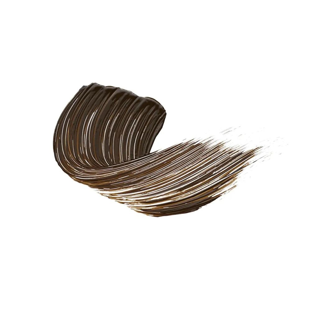 Mascara-Strich. Farbe: Braun. Textur sichtbar.