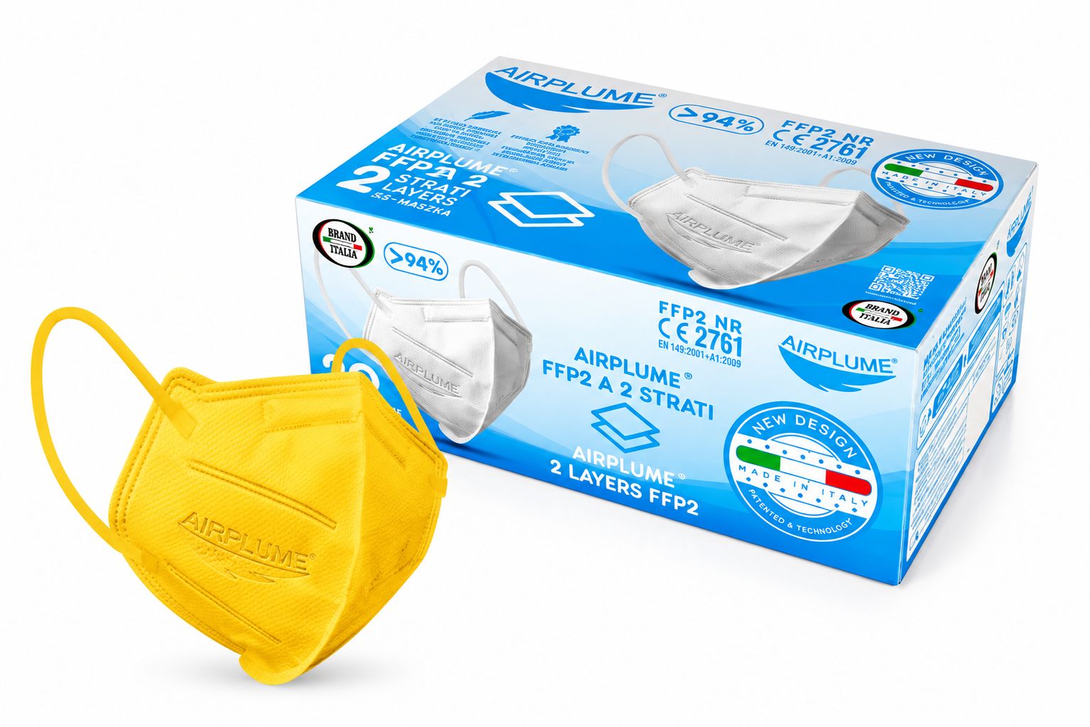 BRAND ITALIA - AIRPLUME FFP2 NR Mascherine colore Giallo
